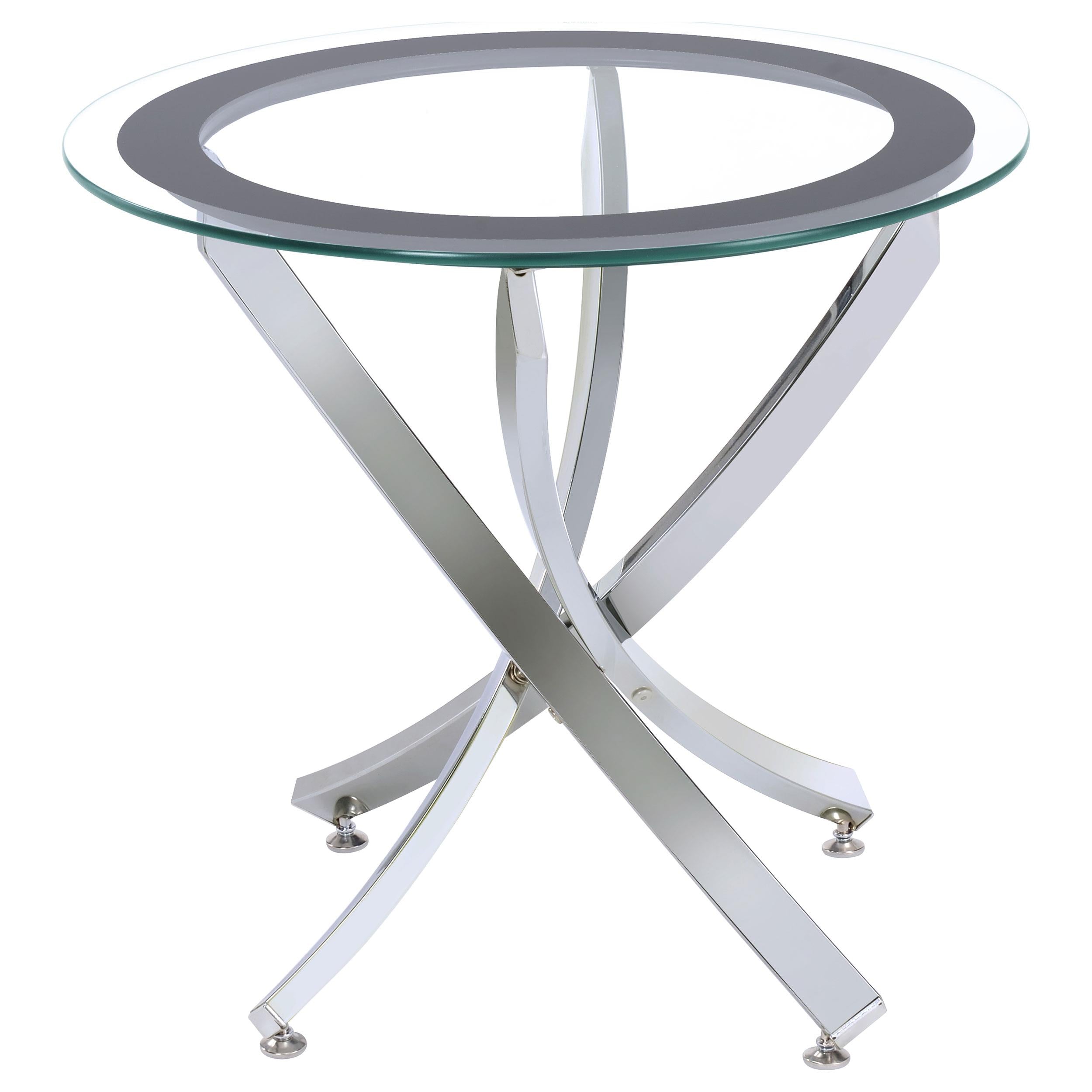 Brooke Glass Top End Table Chrome and Black - Luxury Home Furniture (MI)