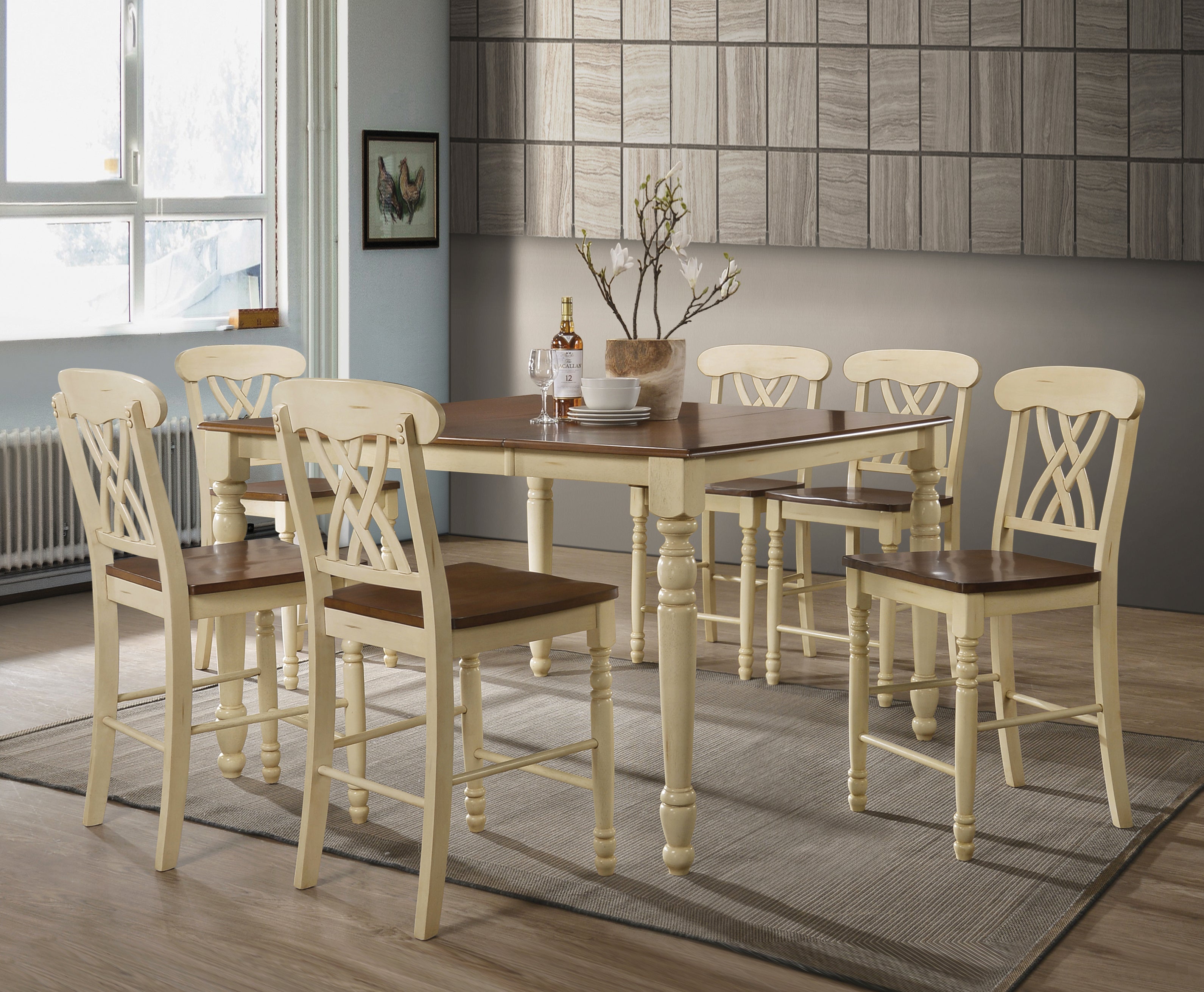Dylan Buttermilk & Oak Counter Height Table - Luxury Home Furniture (MI)