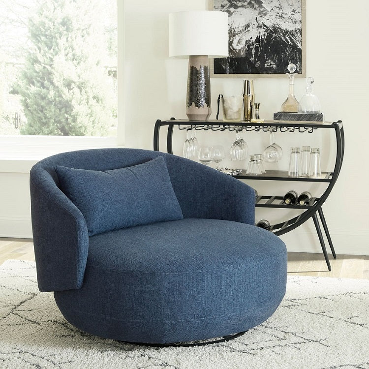 Liberty Furniture Haley Upholstered Swivel Cuddler Chair in Midnight - Luxury Home Furniture (MI)