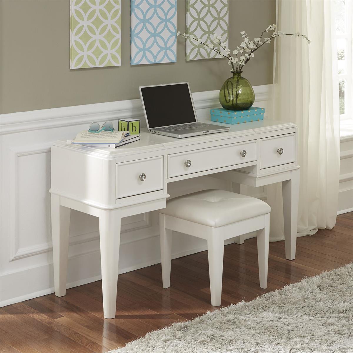 Liberty Furniture Stardust Vanity Desk in Iridescent White - Luxury Home Furniture (MI)