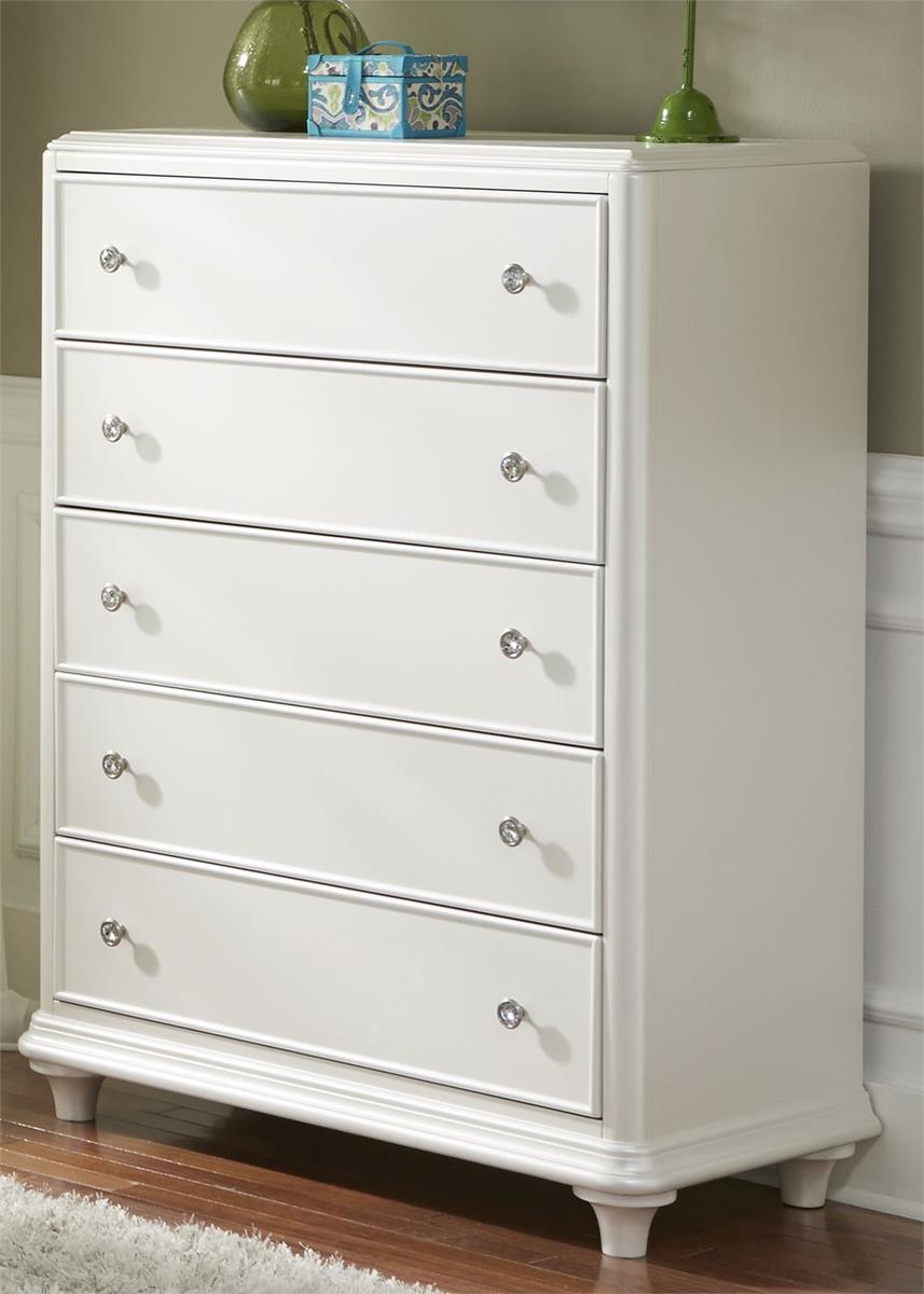 Liberty Furniture Stardust 5 Drawer Chest in Iridescent White - Luxury Home Furniture (MI)