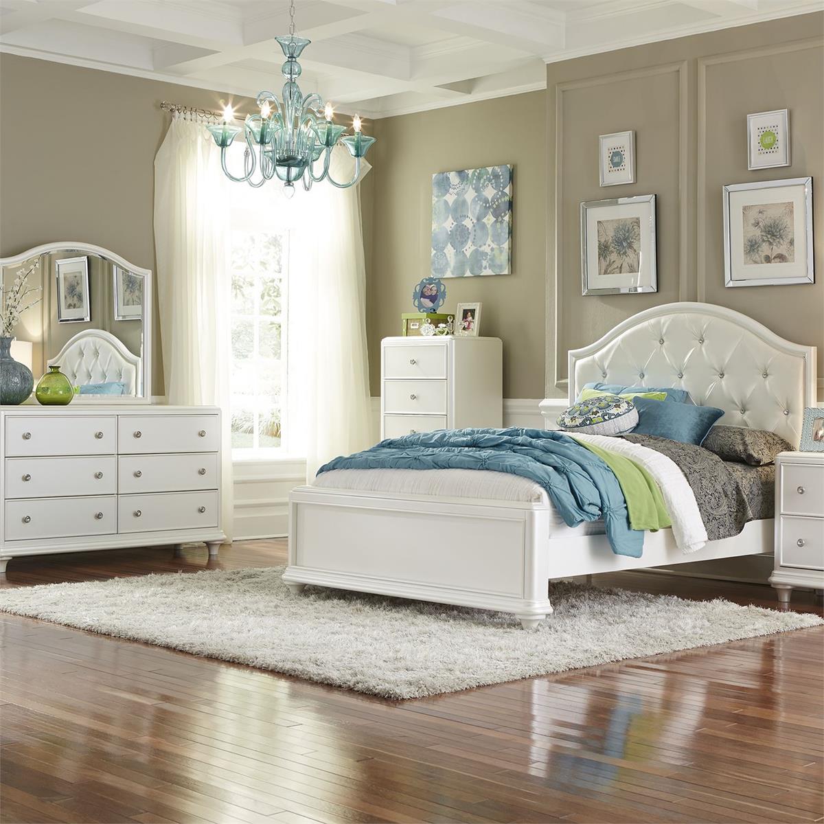 Liberty Furniture Stardust Twin Panel Bed in Iridescent White - Luxury Home Furniture (MI)
