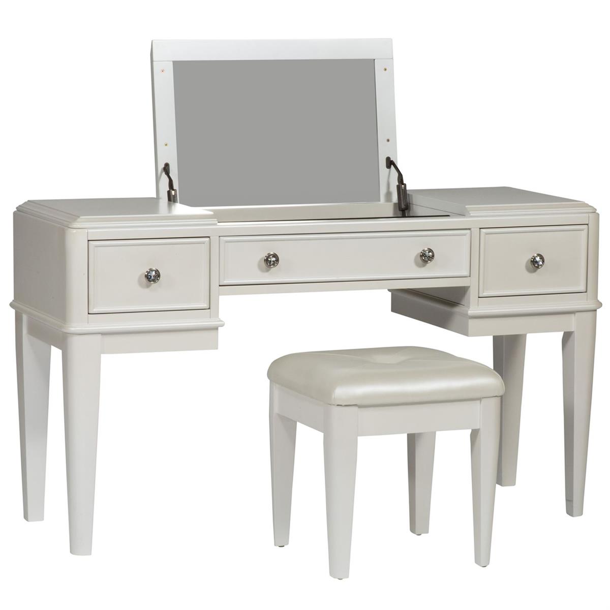 Liberty Furniture Stardust Vanity Desk in Iridescent White - Luxury Home Furniture (MI)