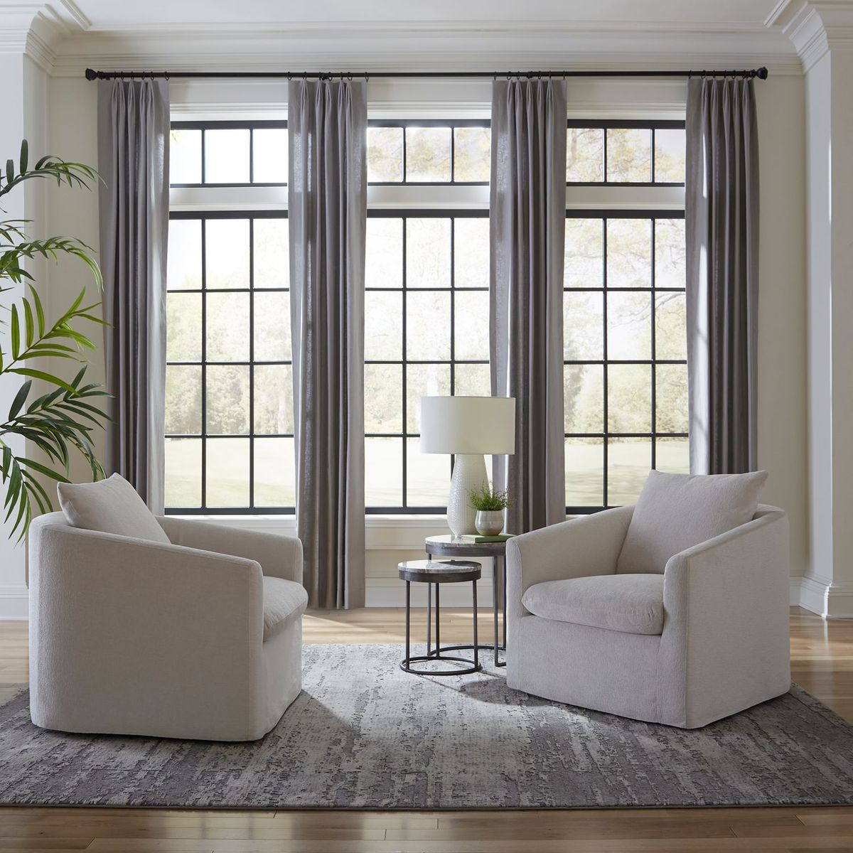 Liberty Furniture Saxton Upholstered Swivel Accent Chair in Ivory - Luxury Home Furniture (MI)