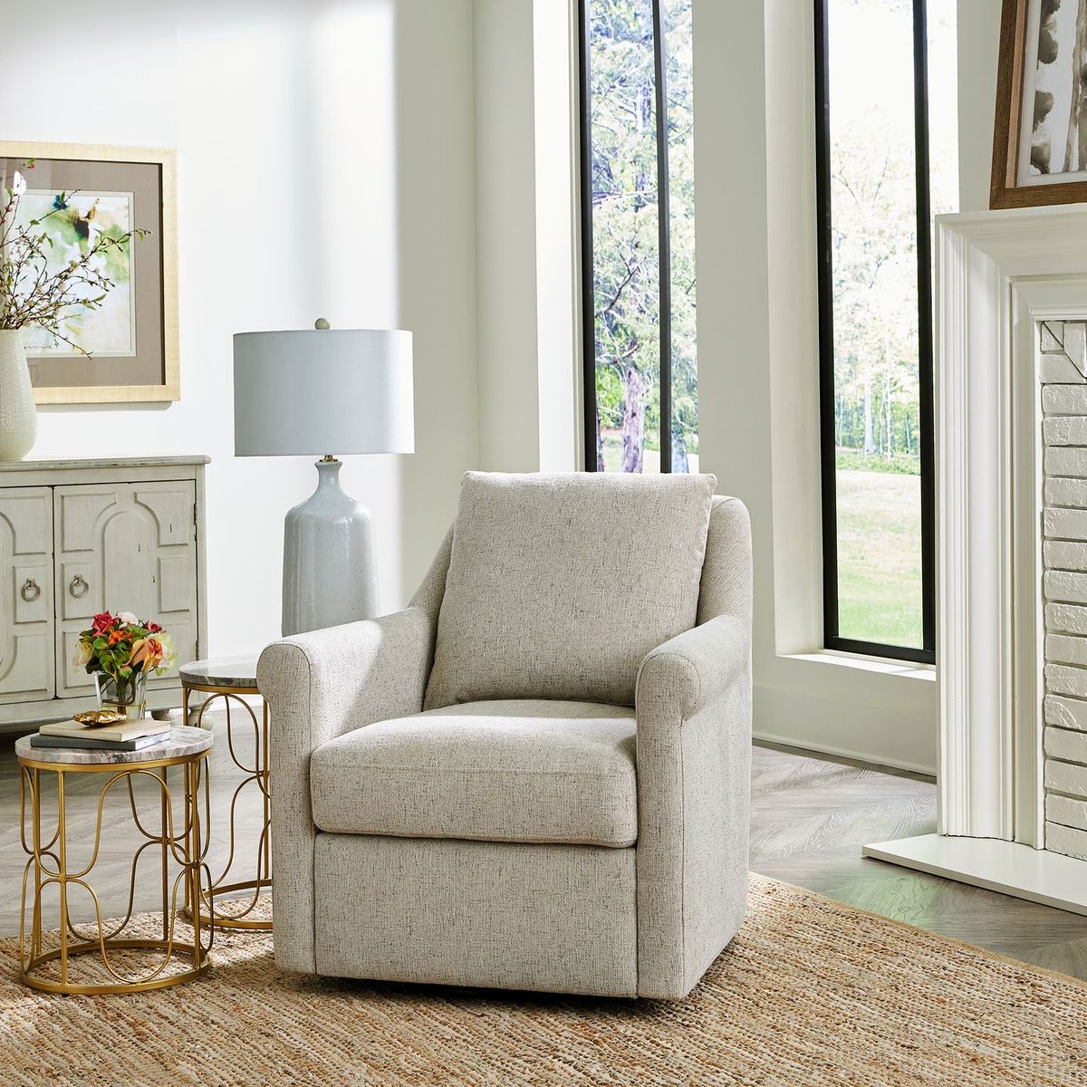 Liberty Furniture Landcaster Upholstered Accent Chair in Pebble - Luxury Home Furniture (MI)