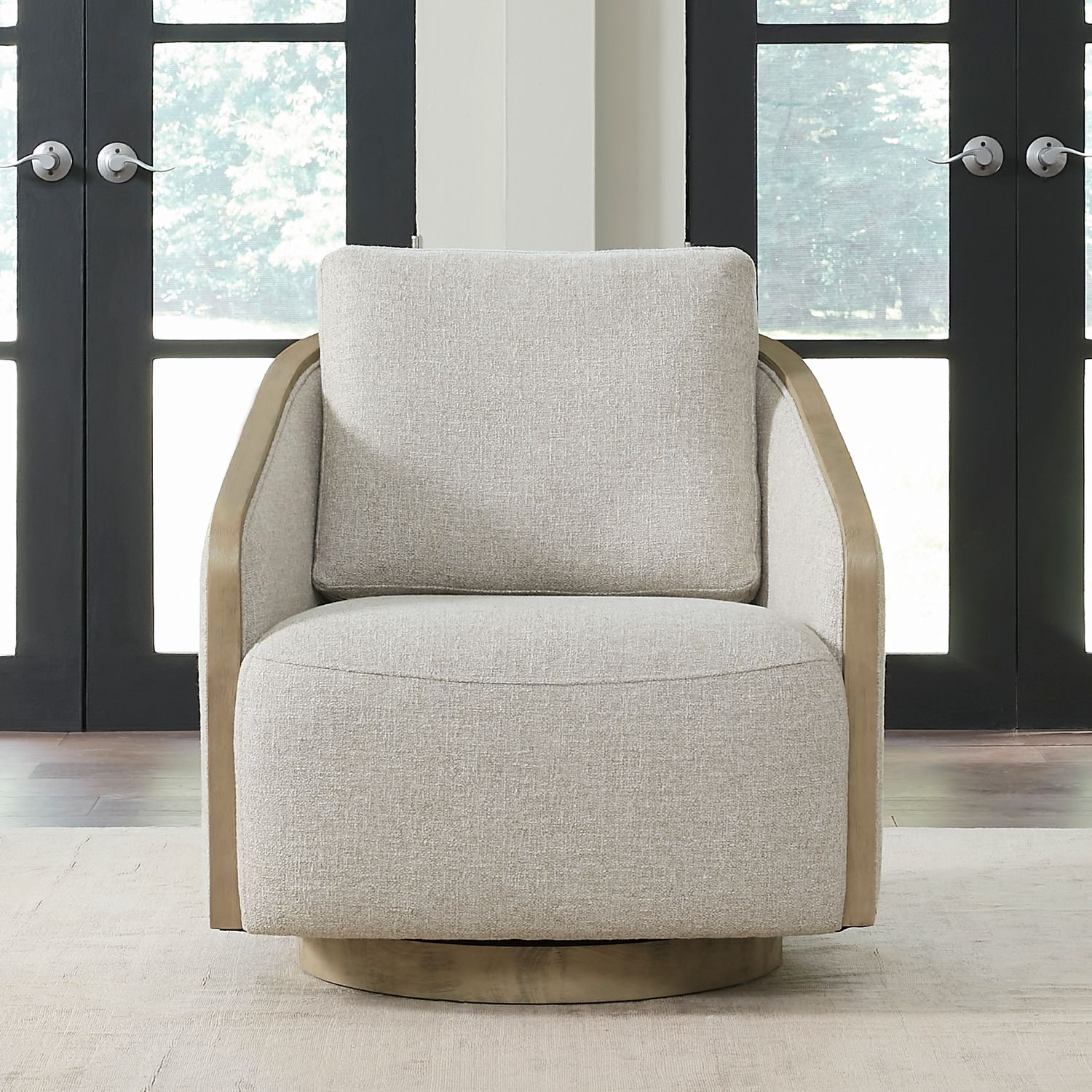 Nora Uph Swivel Accent Chair - Light Brown image