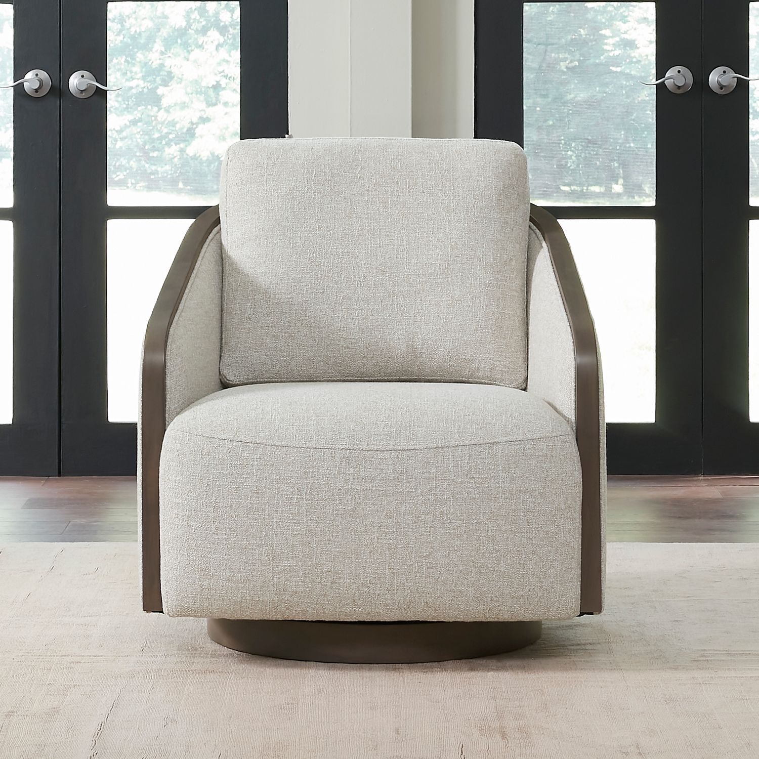 Nora Uph Swivel Accent Chair - Dark Brown image