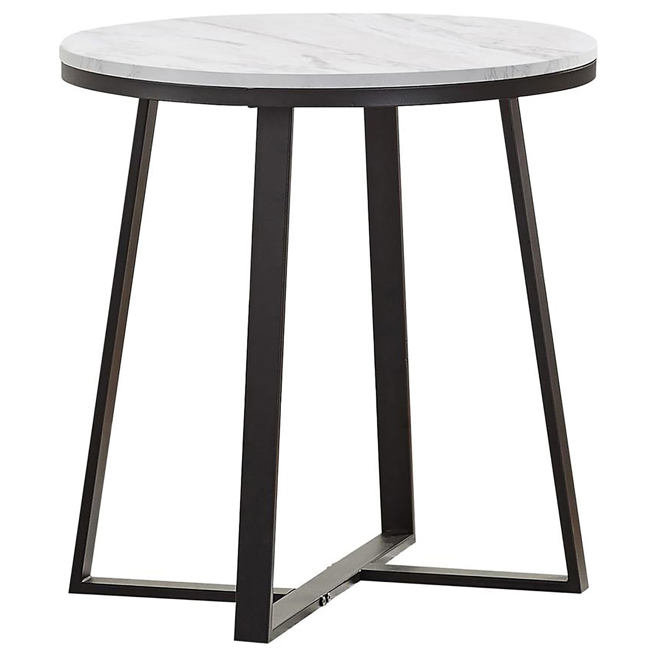 Hugo Metal Base Round End Table White and Matte Black - Luxury Home Furniture (MI)