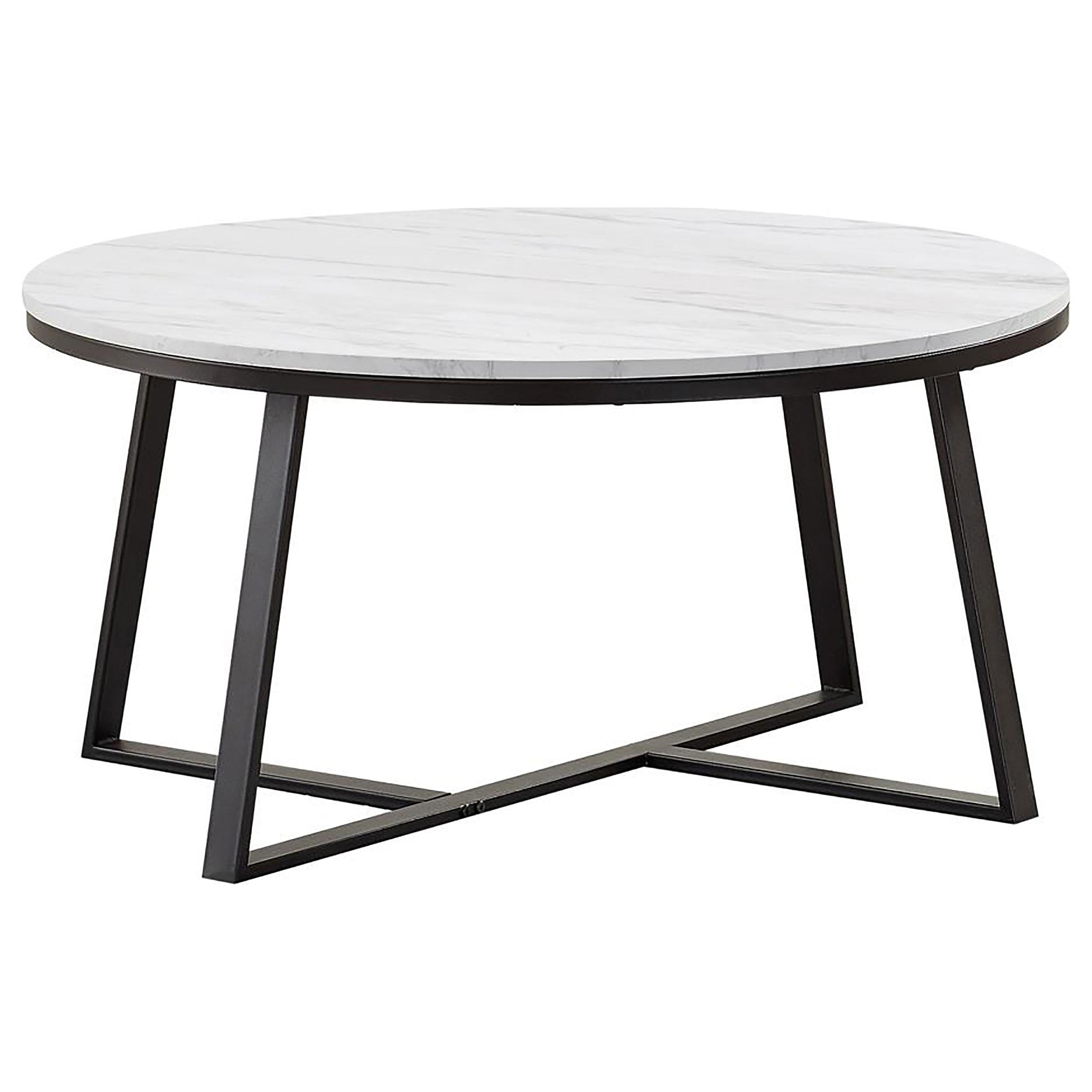 Hugo Round Coffee Table White and Matte Black - Luxury Home Furniture (MI)