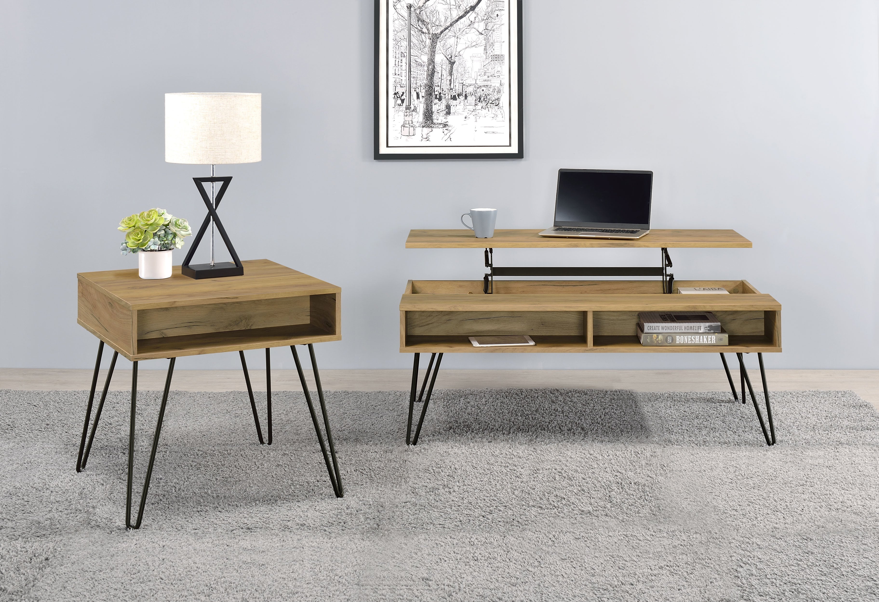 Fanning Lift-Top Coffee Table Set - Luxury Home Furniture (MI)