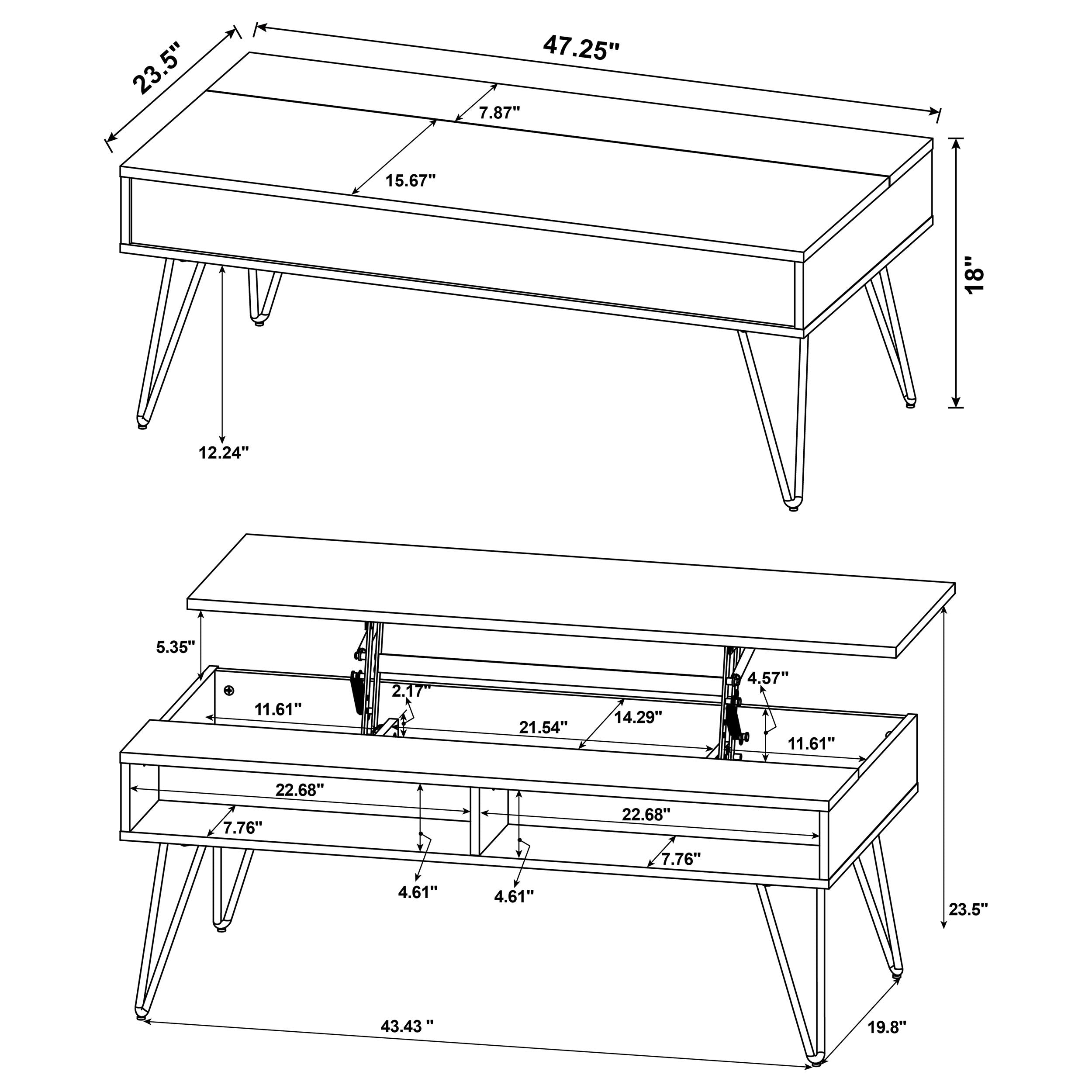 Fanning Lift-Top Coffee Table Set