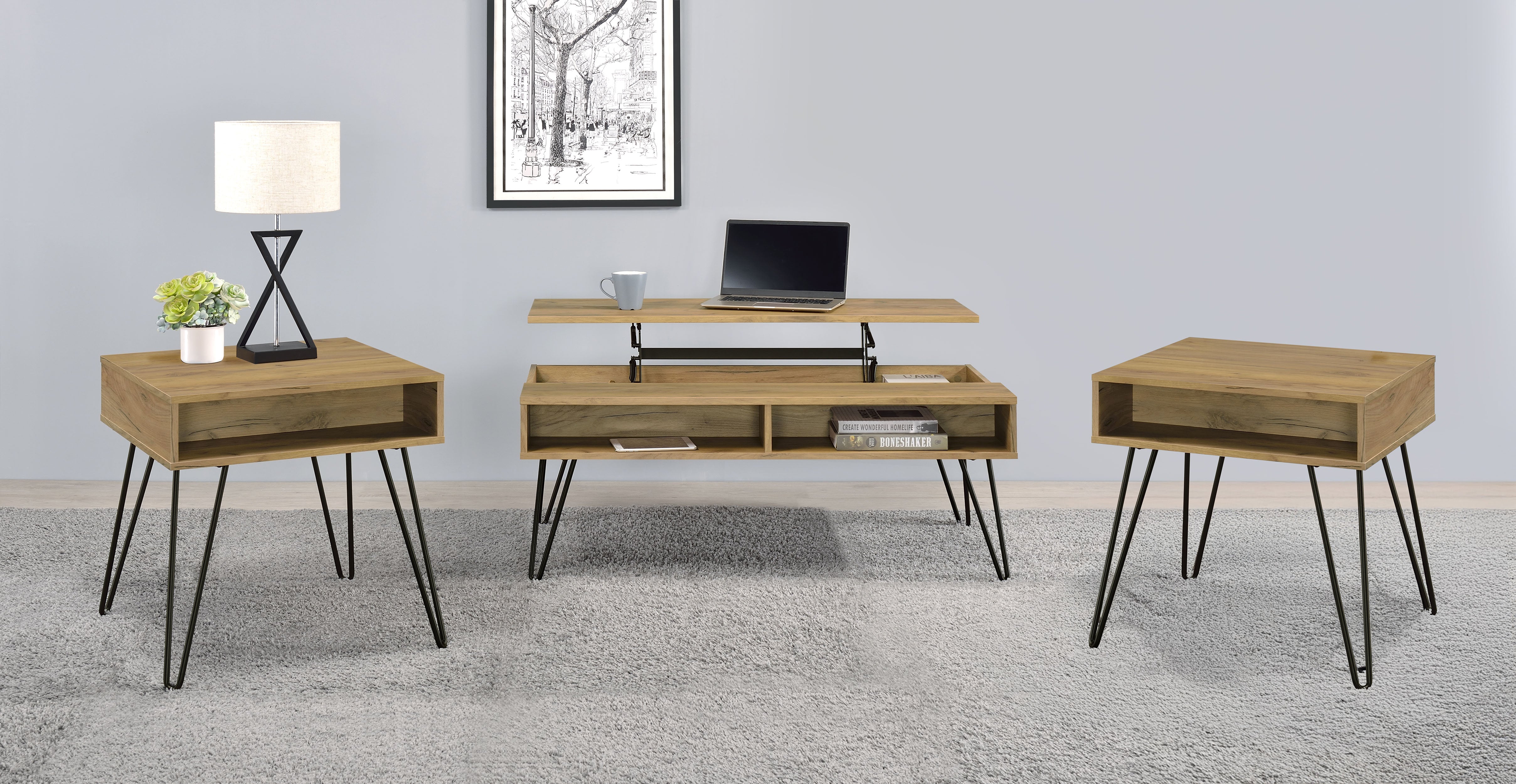 Fanning Lift-Top Coffee Table Set - Luxury Home Furniture (MI)