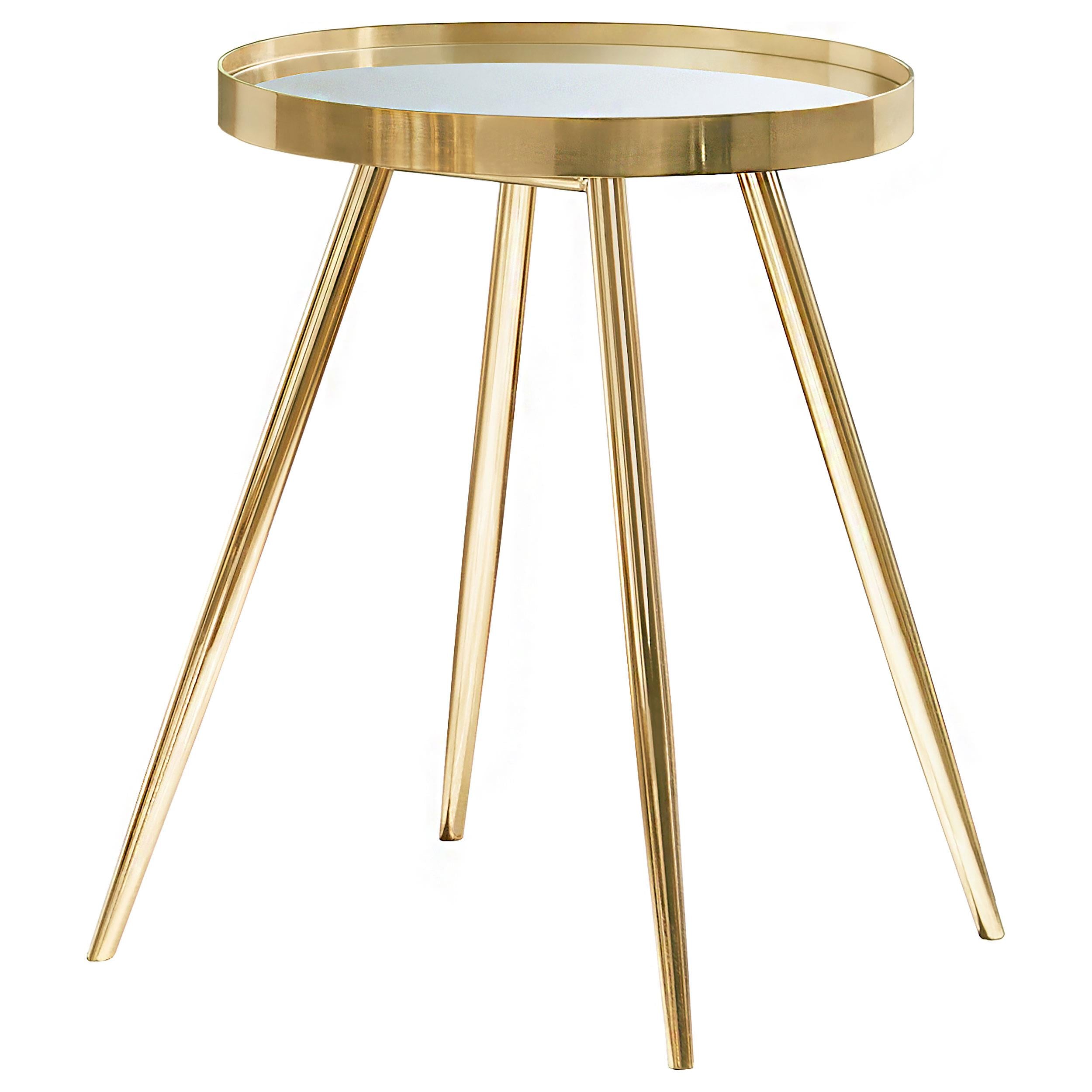 Kaelyn Round Mirror Top End Table Gold - Luxury Home Furniture (MI)