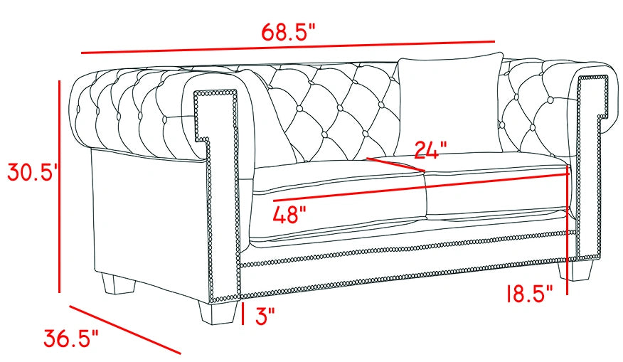 Bowery Navy Velvet Loveseat