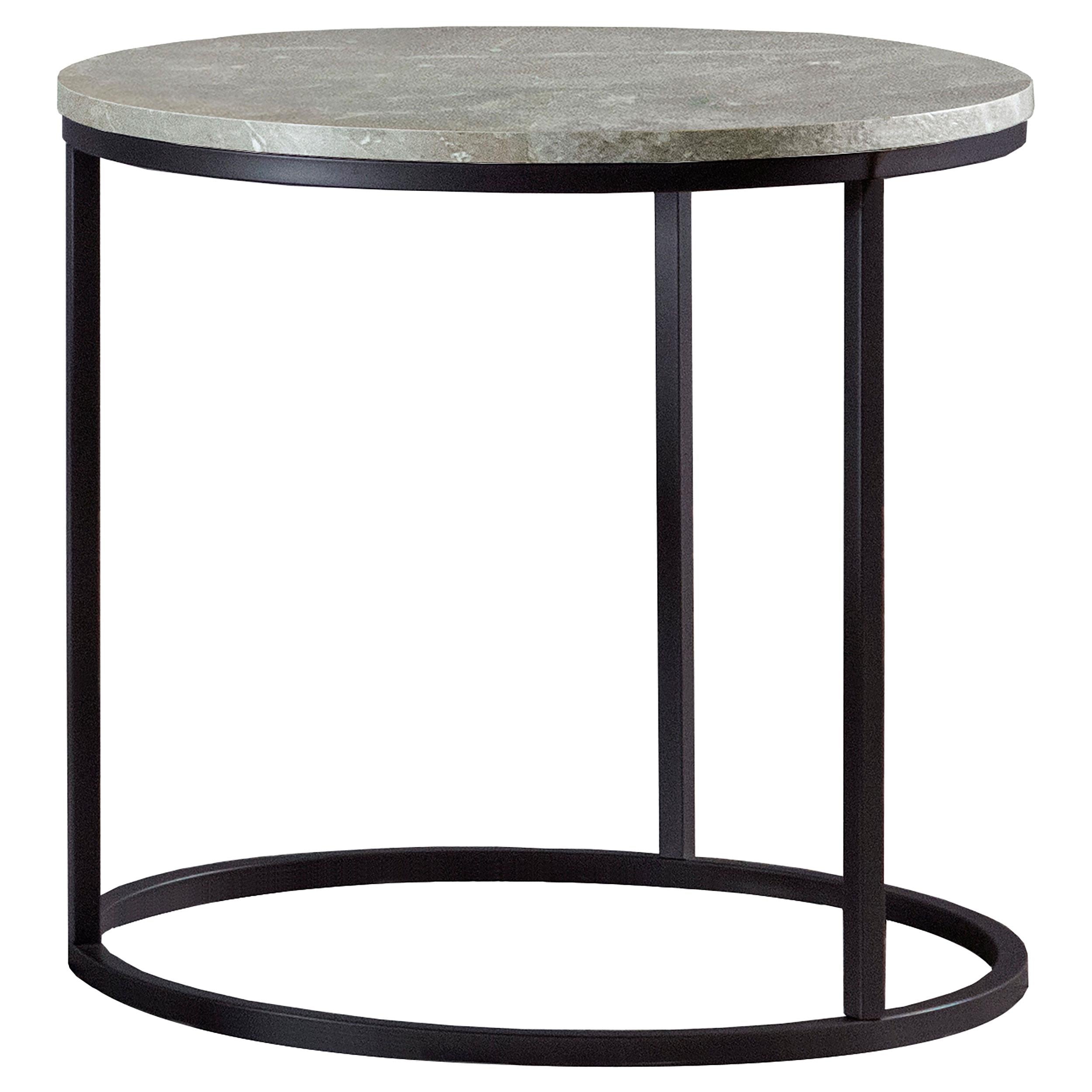 Lainey Faux Marble Round Top End Table Grey and Gunmetal - Luxury Home Furniture (MI)