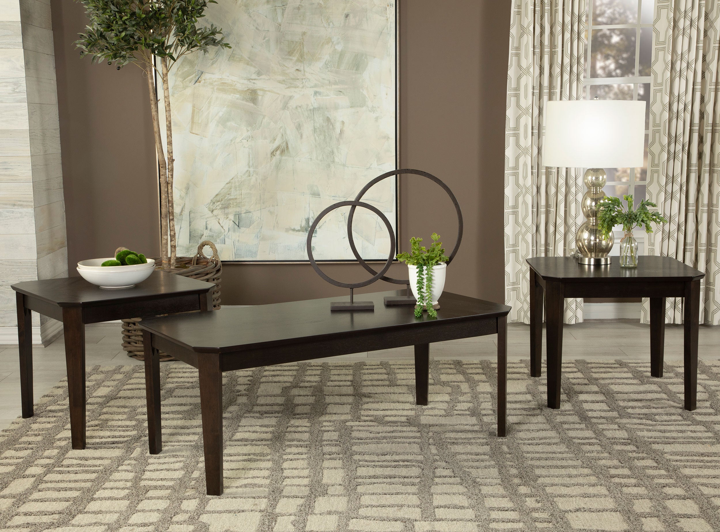 Amaro 3-piece Occasional Set Dark Brown - Luxury Home Furniture (MI)