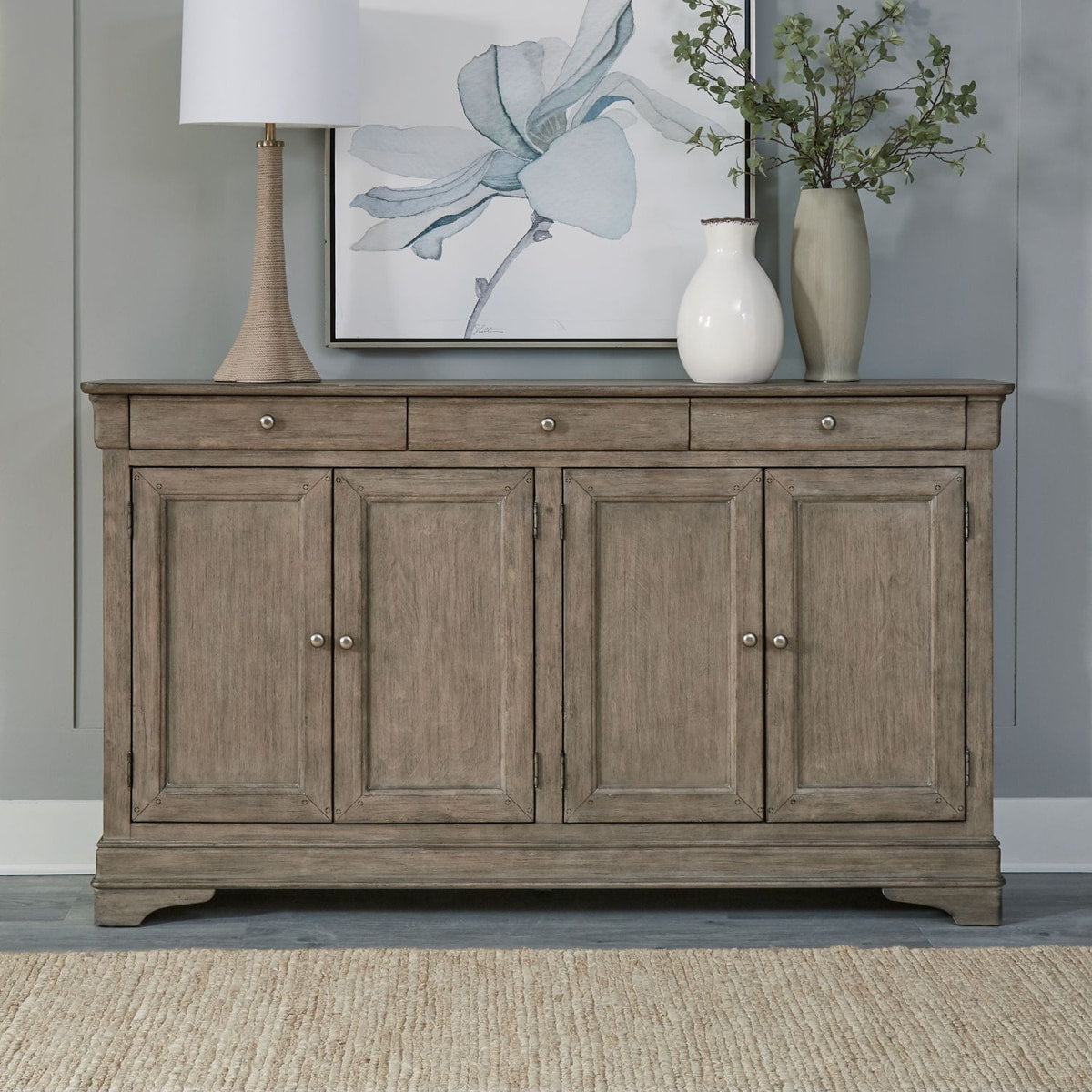 Liberty Furniture Morrow Bay Hall Buffet in Sandy Taupe EST SHIP TIME APPX 4 WEEKS image