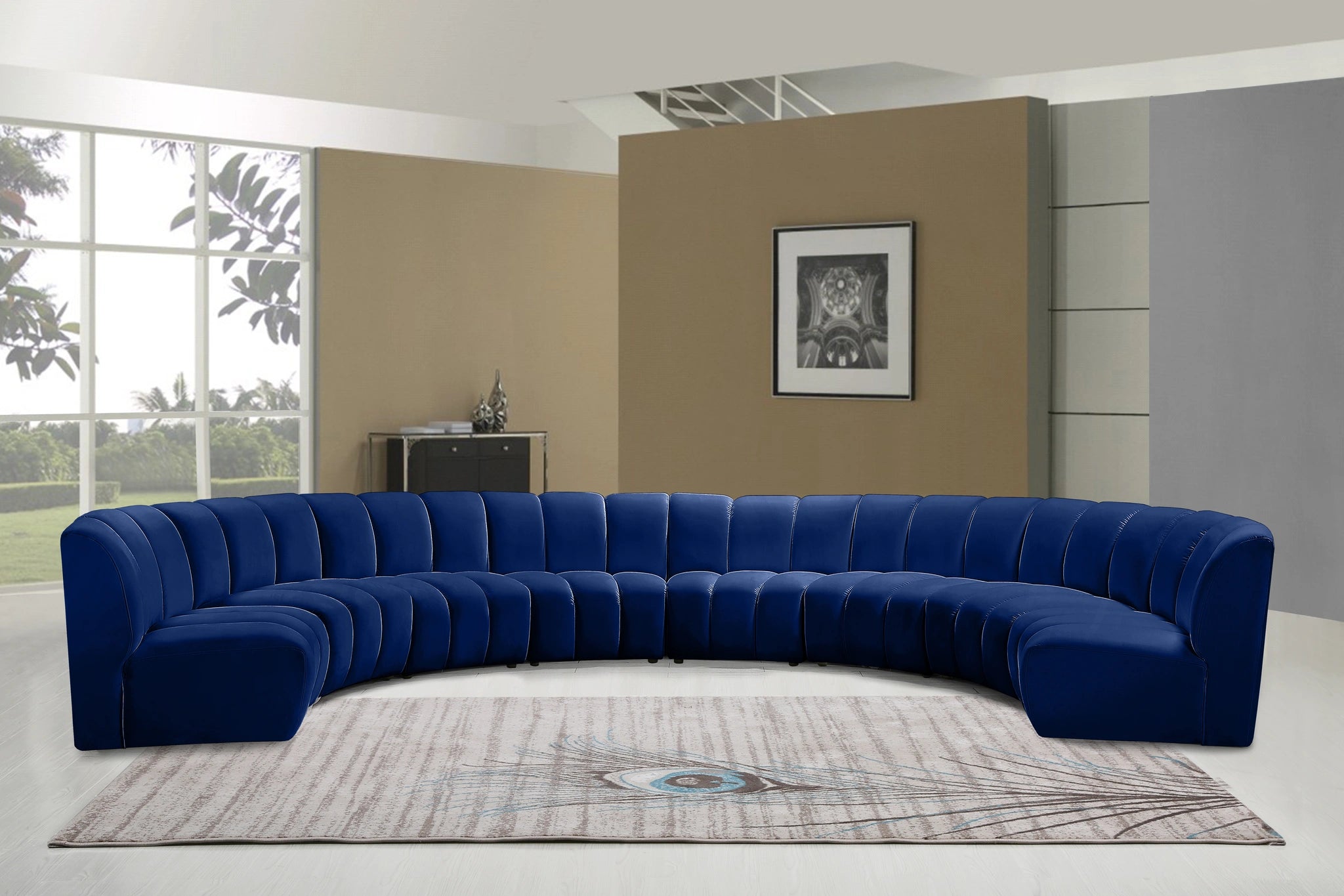 Infinity Navy Velvet 8pc. Modular Sectional