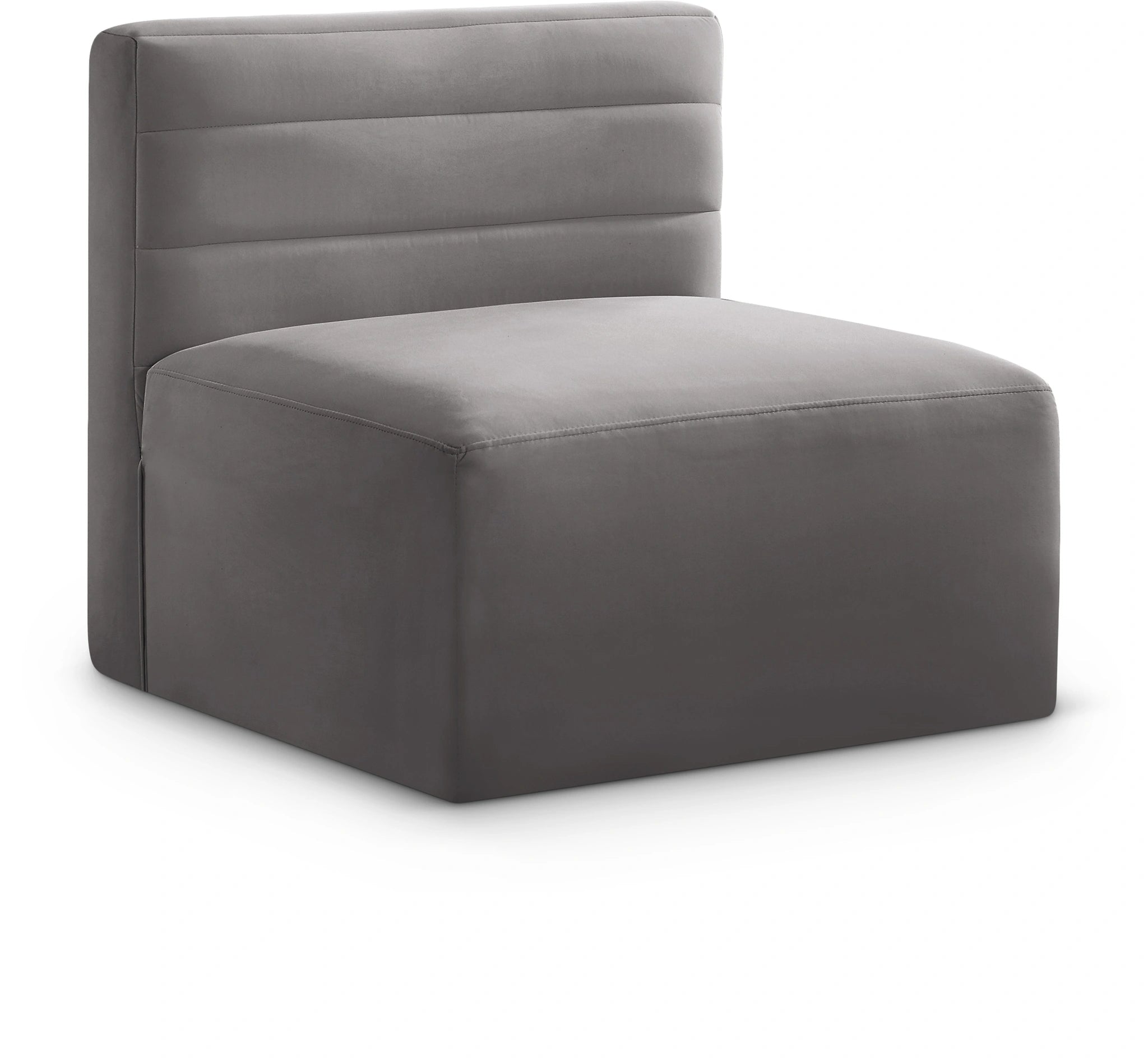 Quincy Grey Velvet Modular Armless Chair