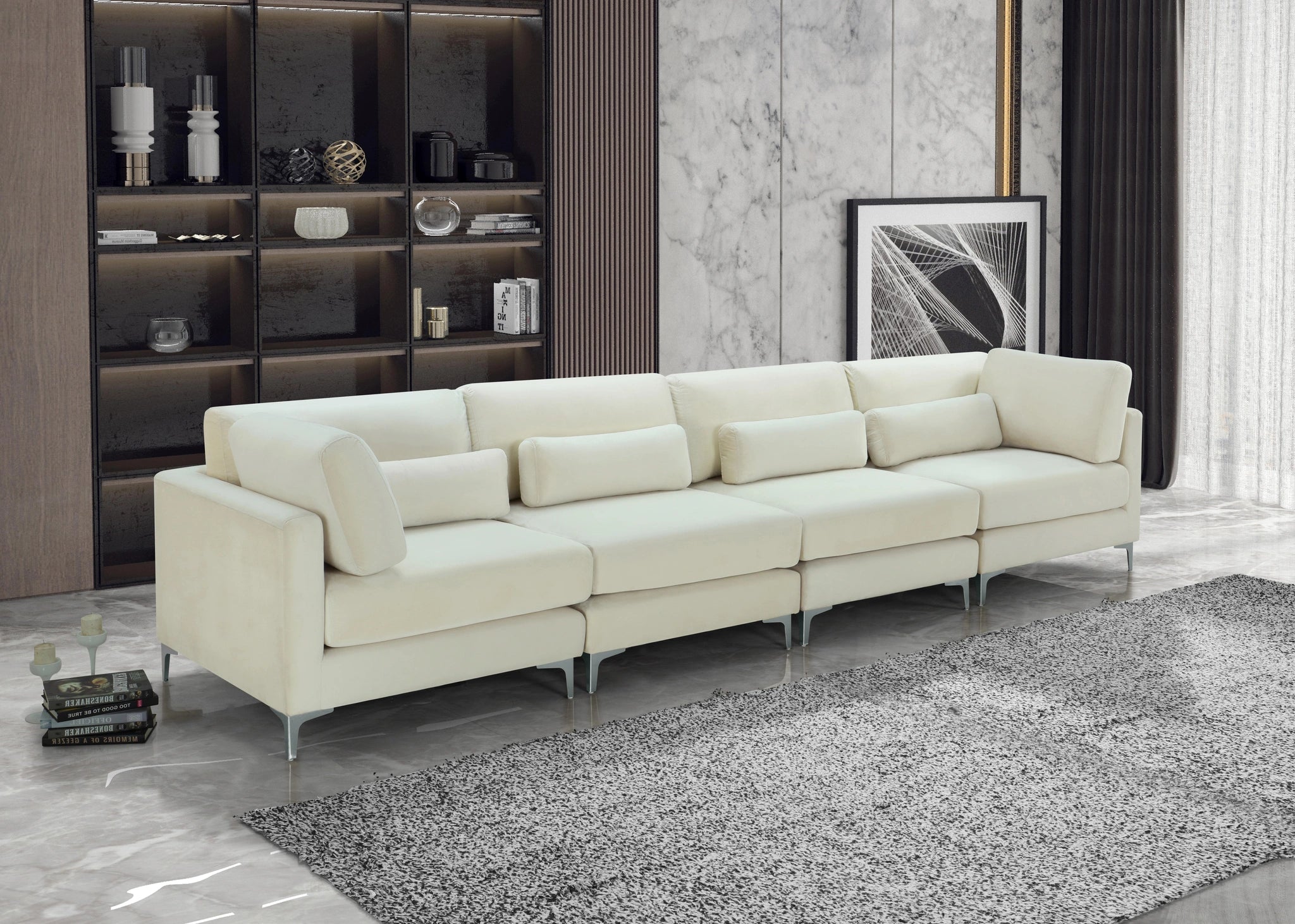 Julia Cream Velvet Modular Sofa (4 Boxes)