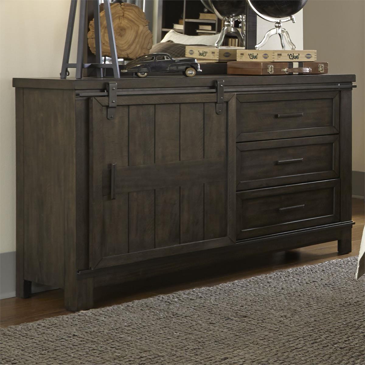 Liberty Furniture Thornwood Hills Barn Door Dresser in Rock Beaten Gray - Luxury Home Furniture (MI)