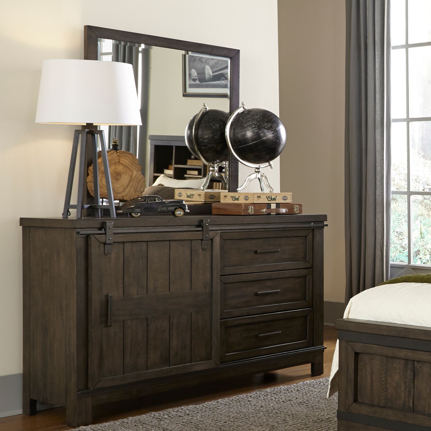 Thornwood Hills Barn Door Dresser in Rock Beaten Gray - Luxury Home Furniture (MI)