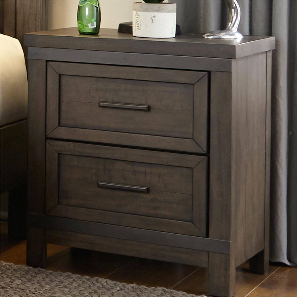 Liberty Furniture Thornwood Hills 2 Drawer Nightstand in Rock Beaten Gray - Luxury Home Furniture (MI)