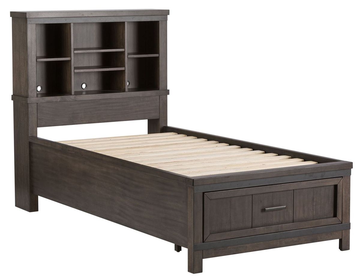 Liberty Furniture Thornwood Hills Full Bookcase Bed in Rock Beaten Gray - Luxury Home Furniture (MI)