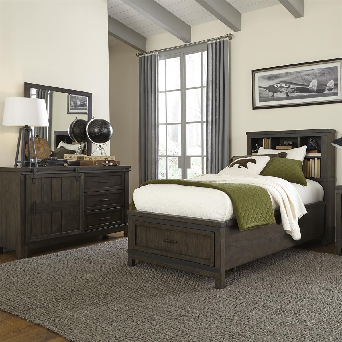 Liberty Furniture Thornwood Hills Barn Door Dresser in Rock Beaten Gray - Luxury Home Furniture (MI)