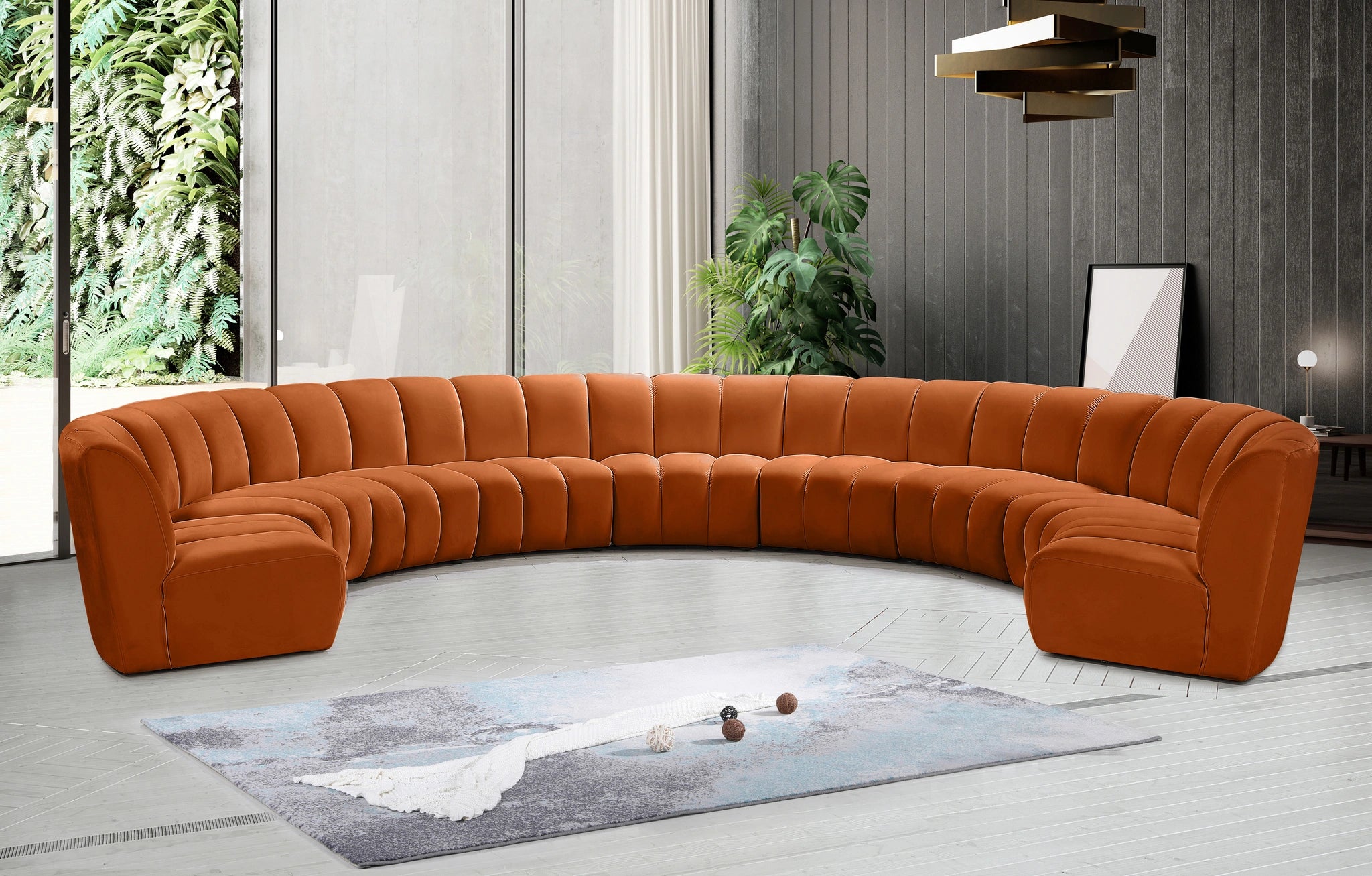 Infinity Cognac Velvet 9pc. Modular Sectional