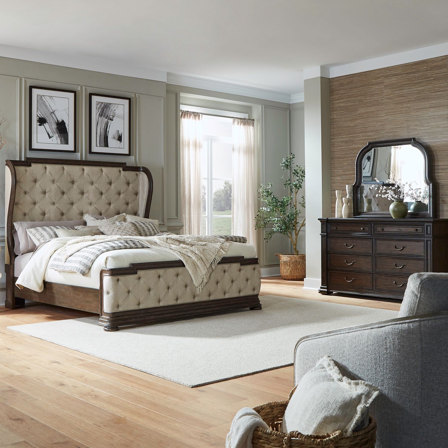 Provence Park Queen Shelter Bed, Dresser & Mirror image