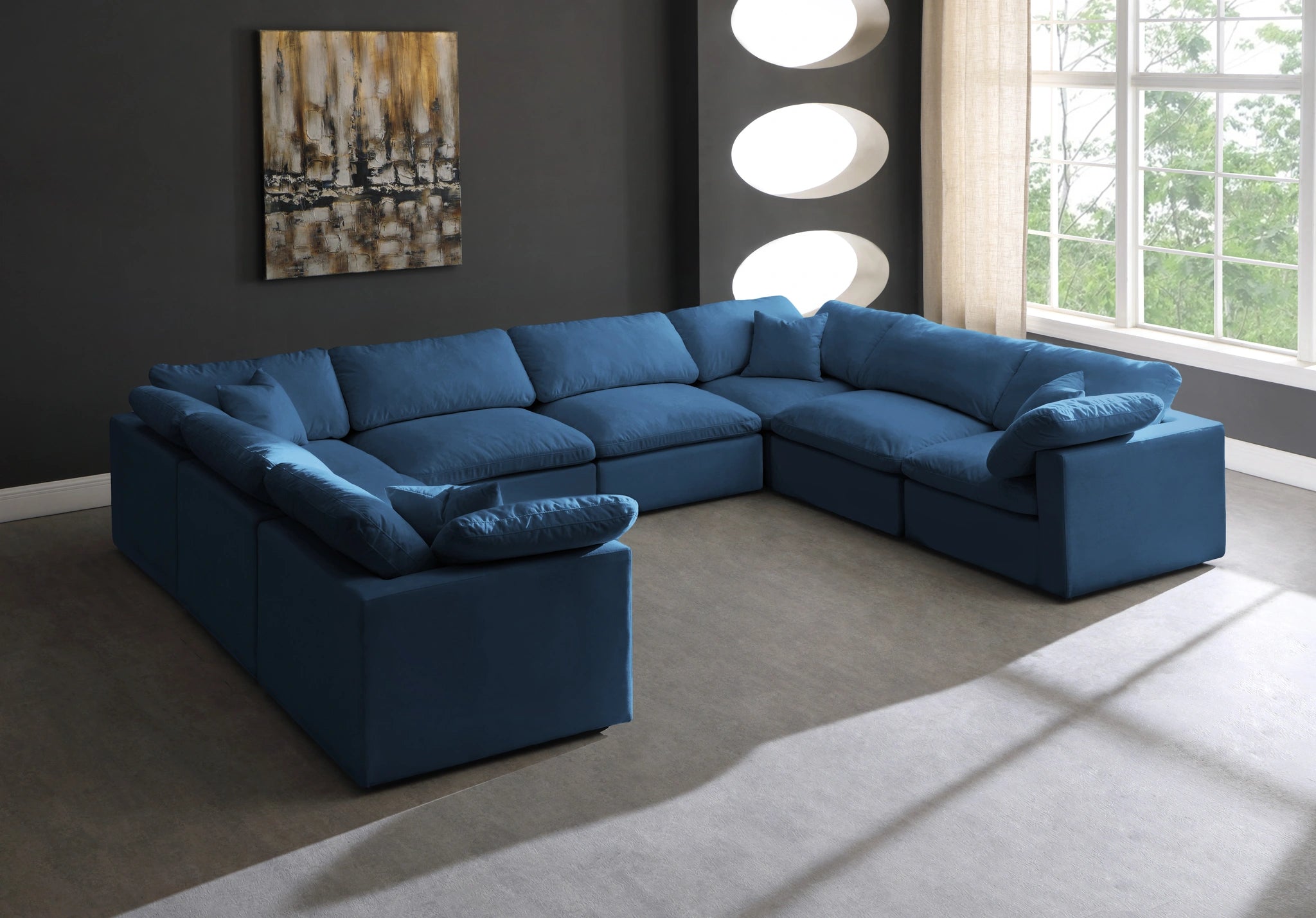 Plush Navy Velvet Standard Cloud Modular Sectional