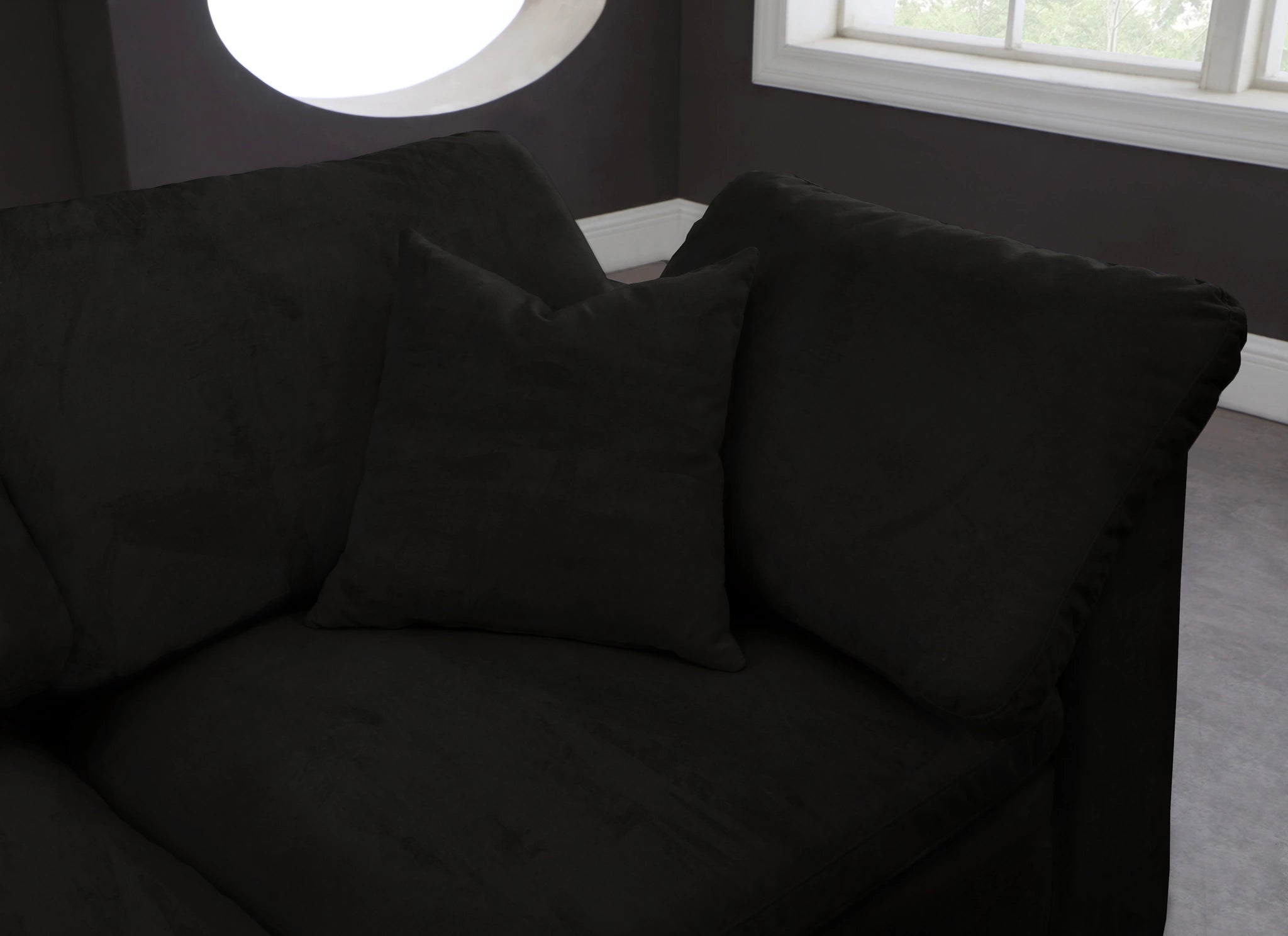 Cozy Black Velvet Cloud Modular Sofa