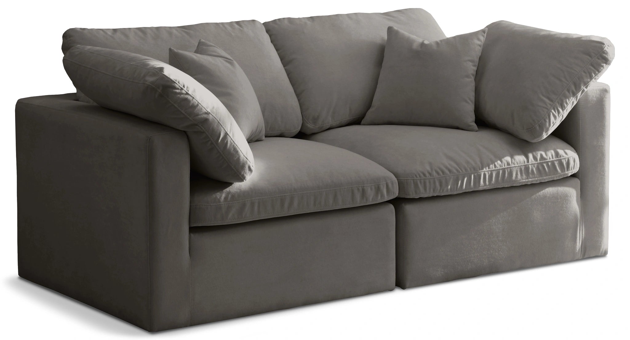 Plush Grey Velvet Standard Cloud Modular Sofa