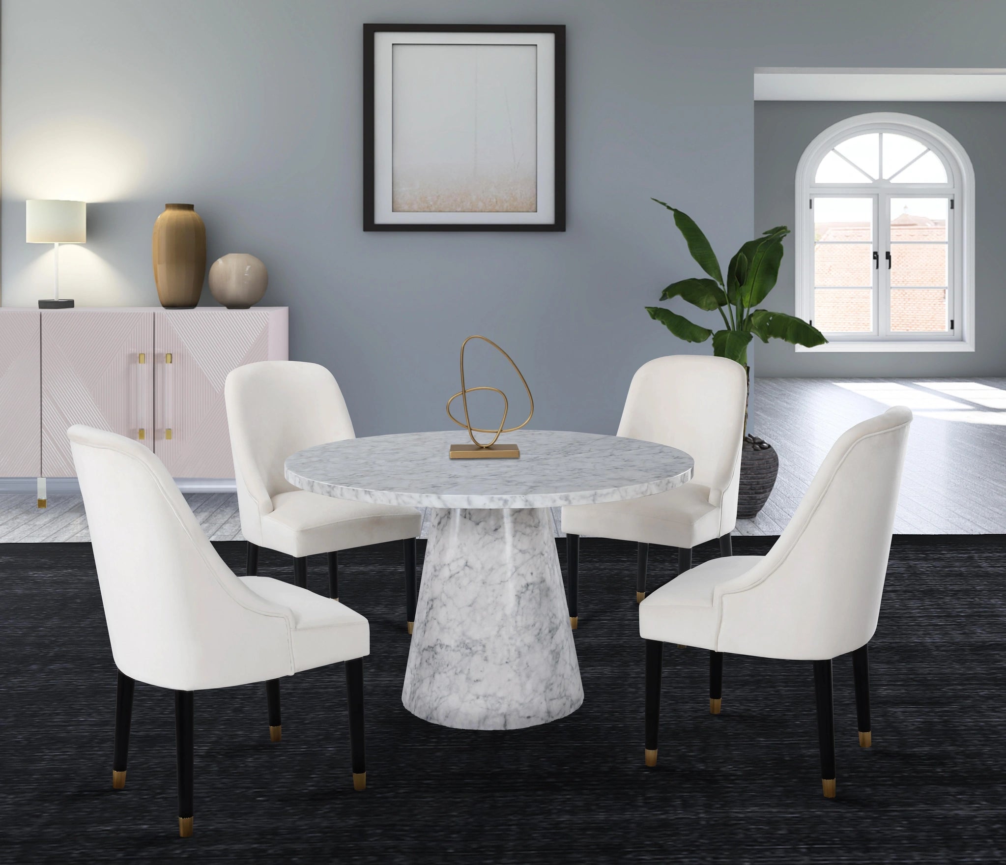 Omni White Faux Marble Dining Table