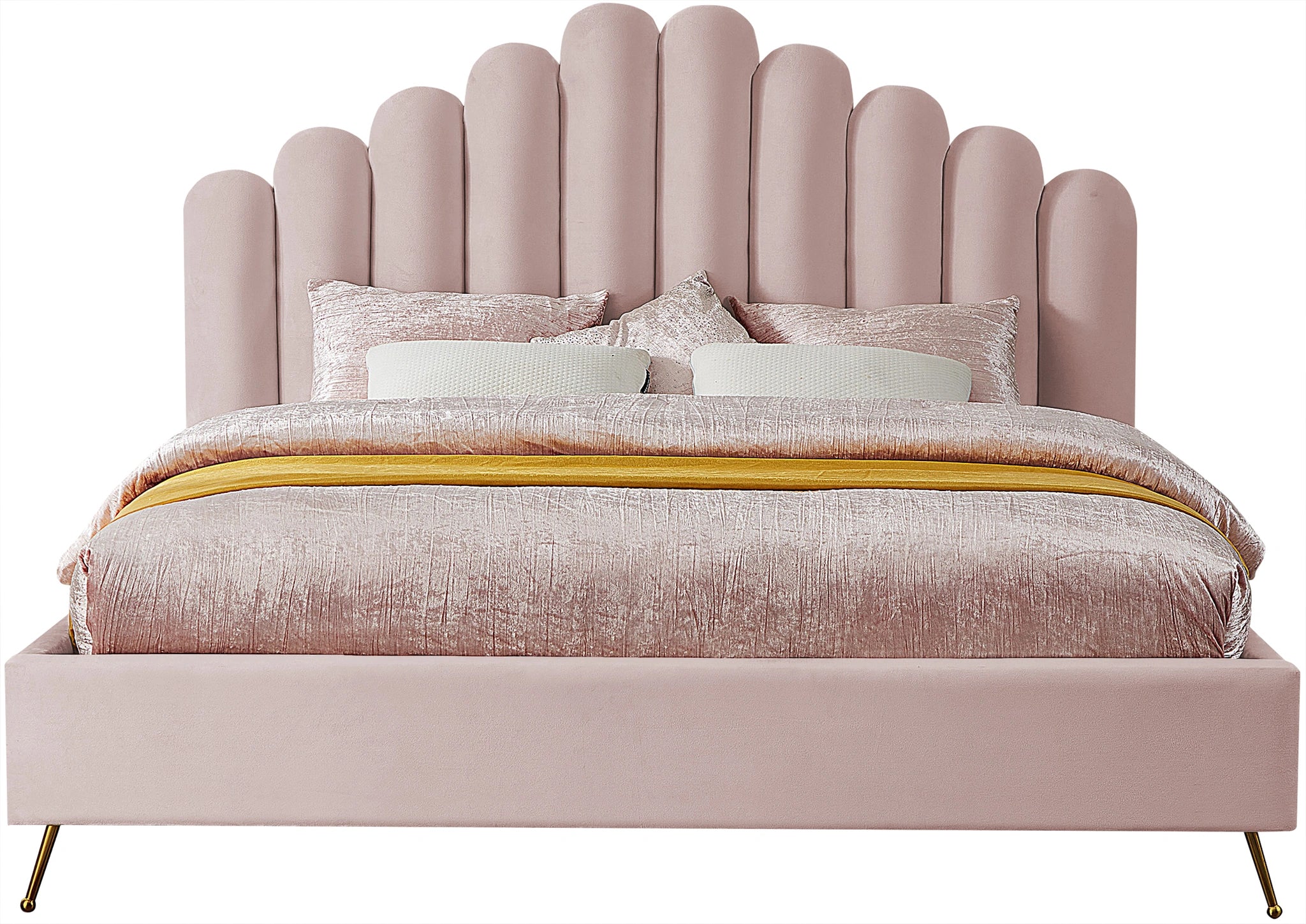 Lily Pink Velvet King Bed
