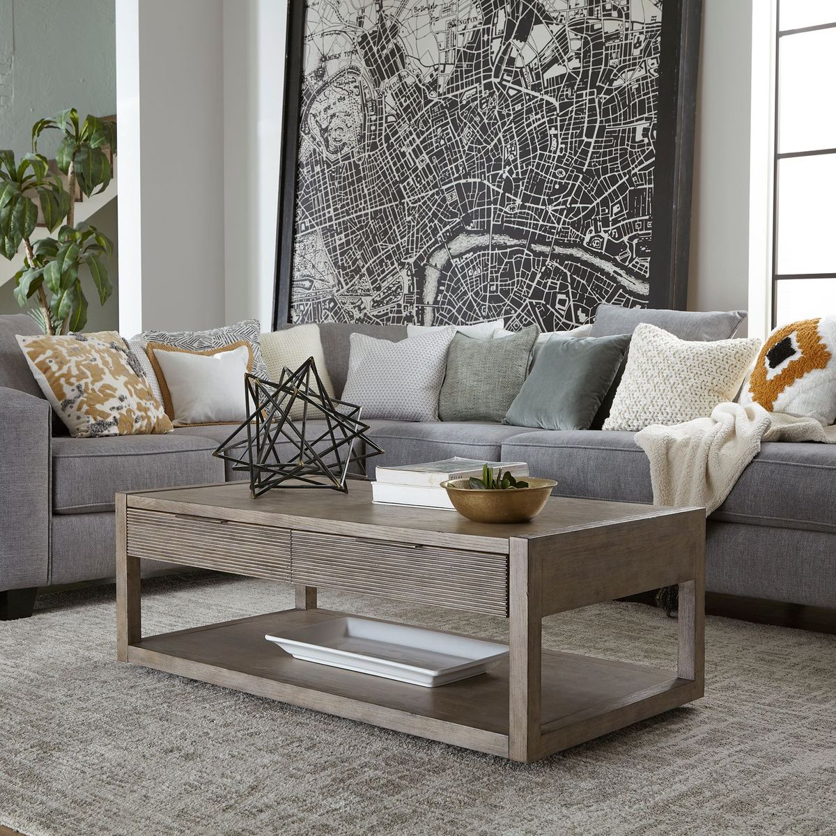 Liberty Furniture Bartlett Field Cocktail Table in Dusty Taupe - Luxury Home Furniture (MI)