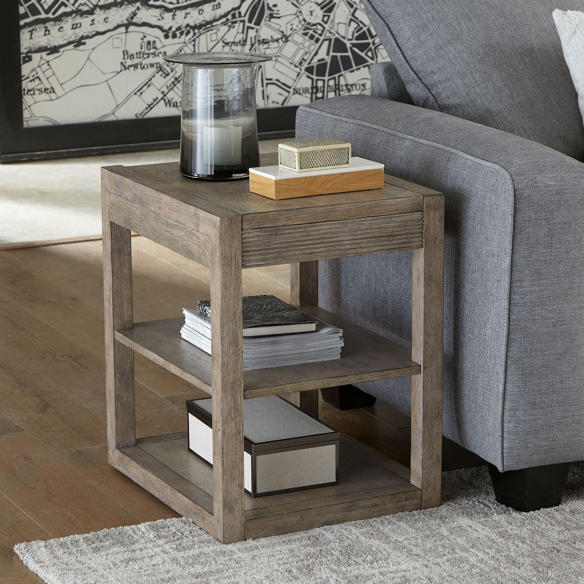 Liberty Furniture Bartlett Field Chairside Table in Dusty Taupe - Luxury Home Furniture (MI)
