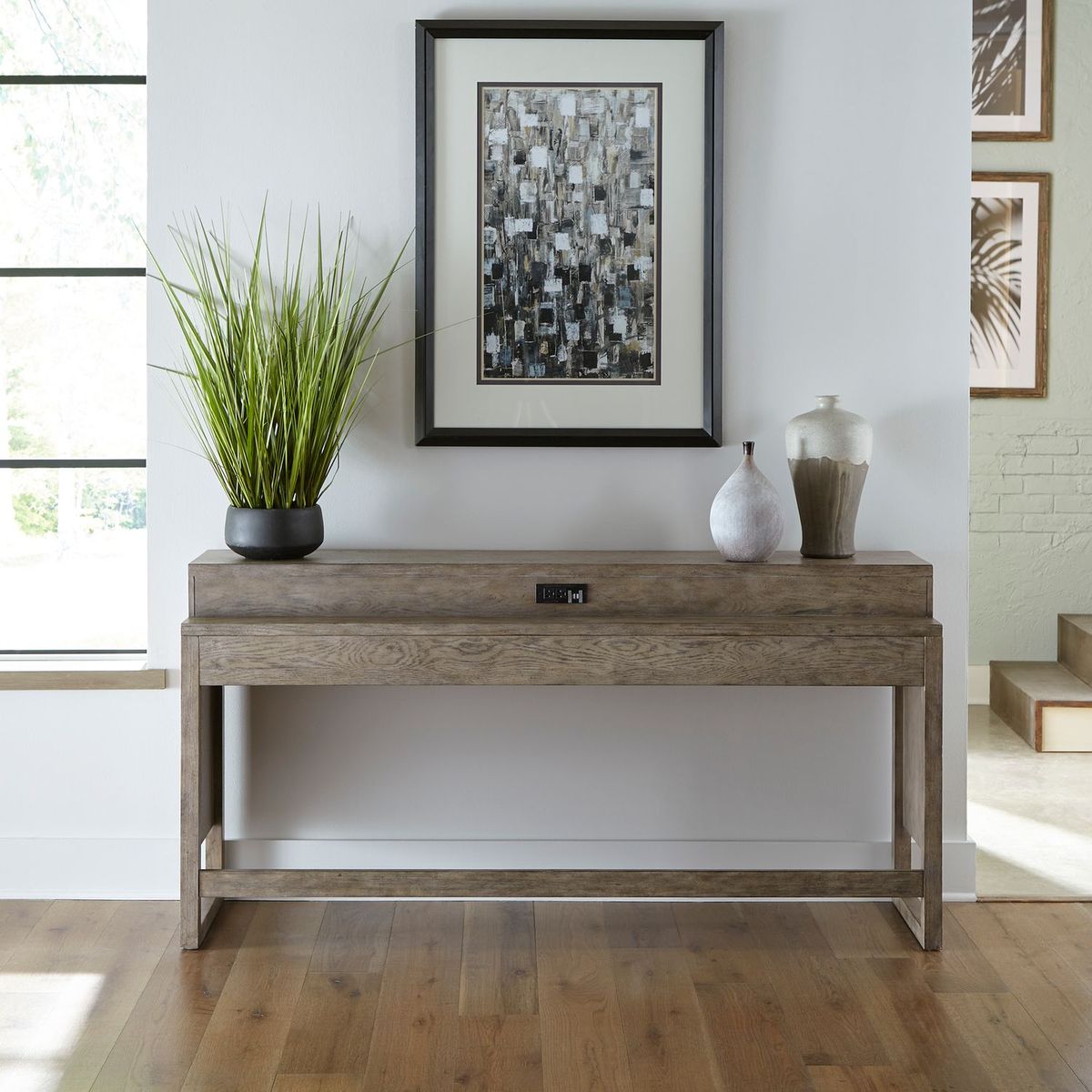 Liberty Furniture Bartlett Field Console Bar Table in Dusty Taupe - Luxury Home Furniture (MI)
