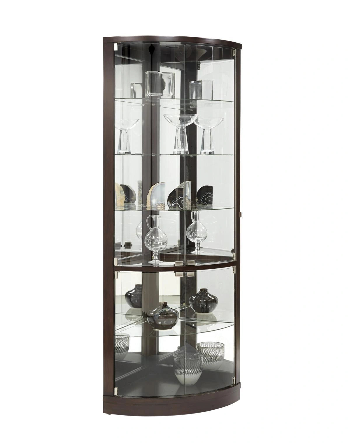 Pulaski Sable Mirrored Back Curved Corner Curio