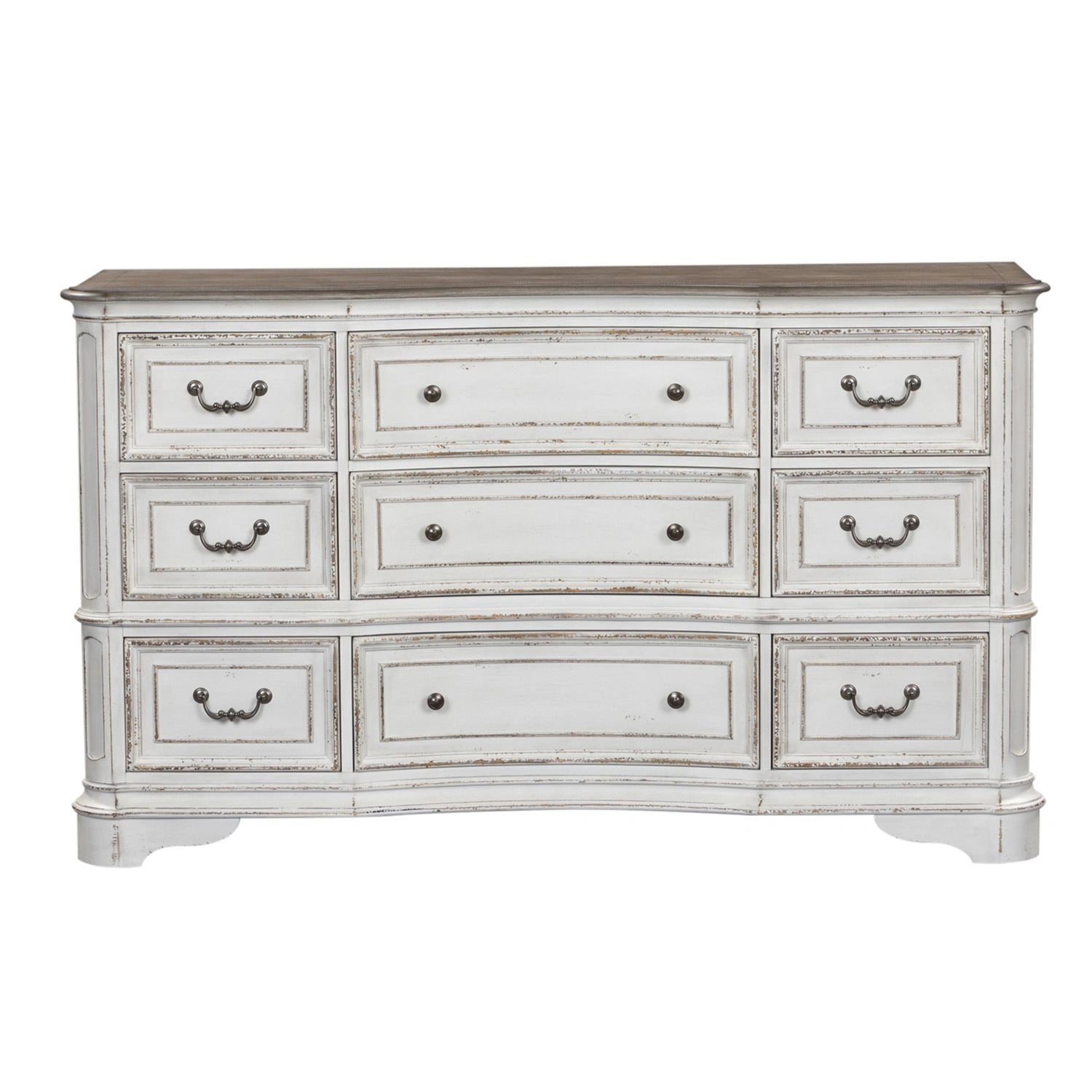 Magnolia Manor Leg 9 Drawer Dresser in Antique White image