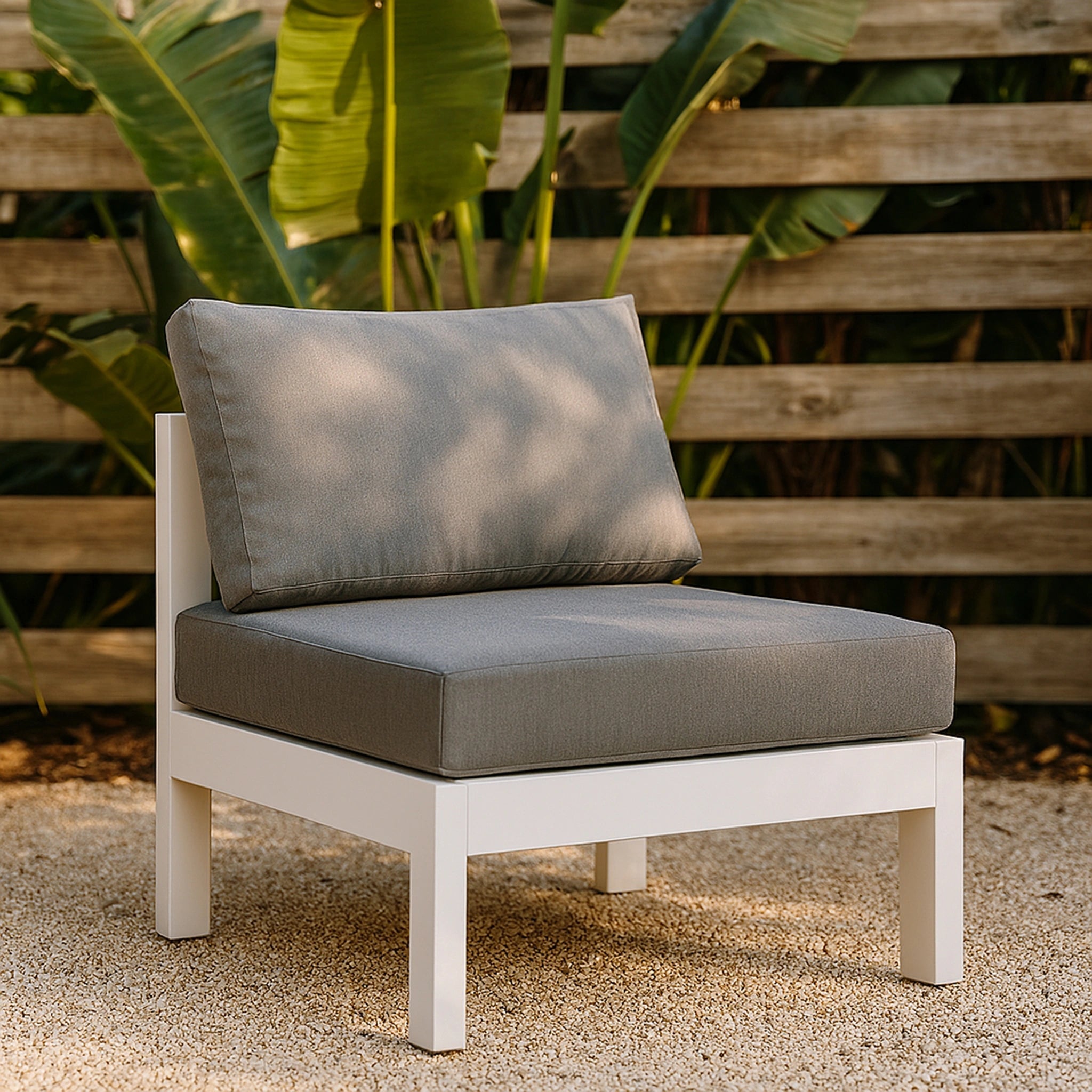 Nizuc Grey Waterproof Fabric Outdoor Patio Aluminum Armless Chair