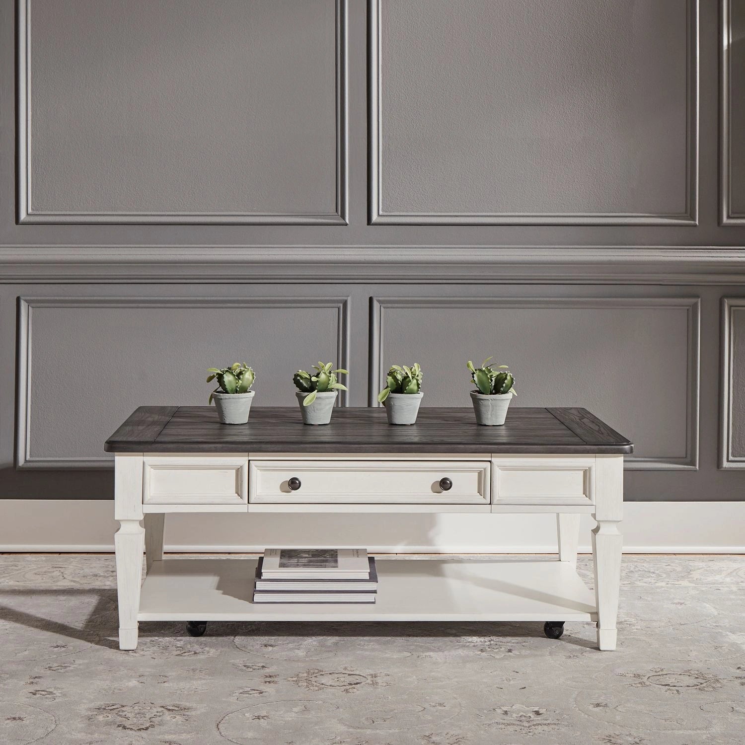 Allyson Park Rectangular Cocktail Table in Wirebrushed White image