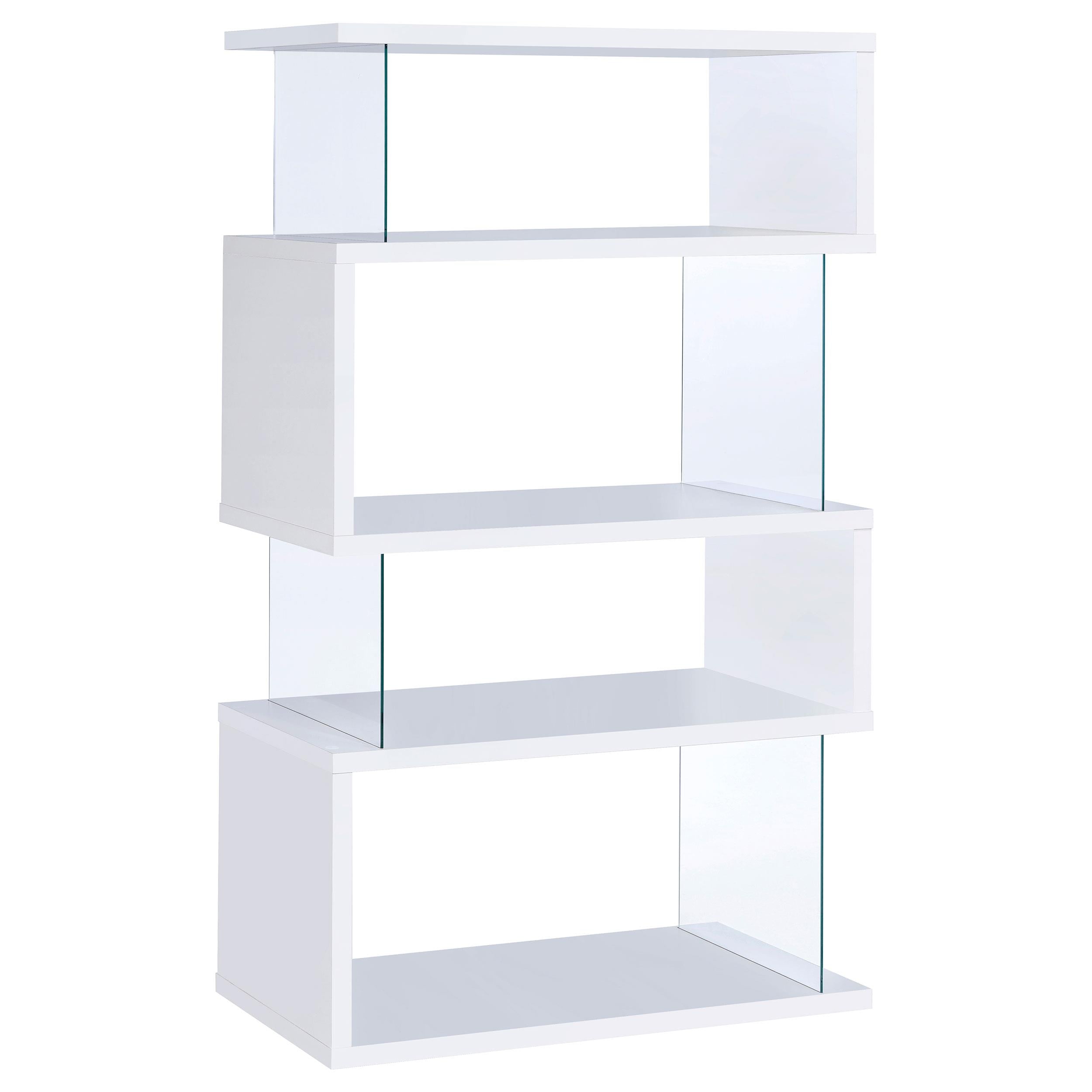 Emelle 4-tier Bookcase White and Clear - Luxury Home Furniture (MI)