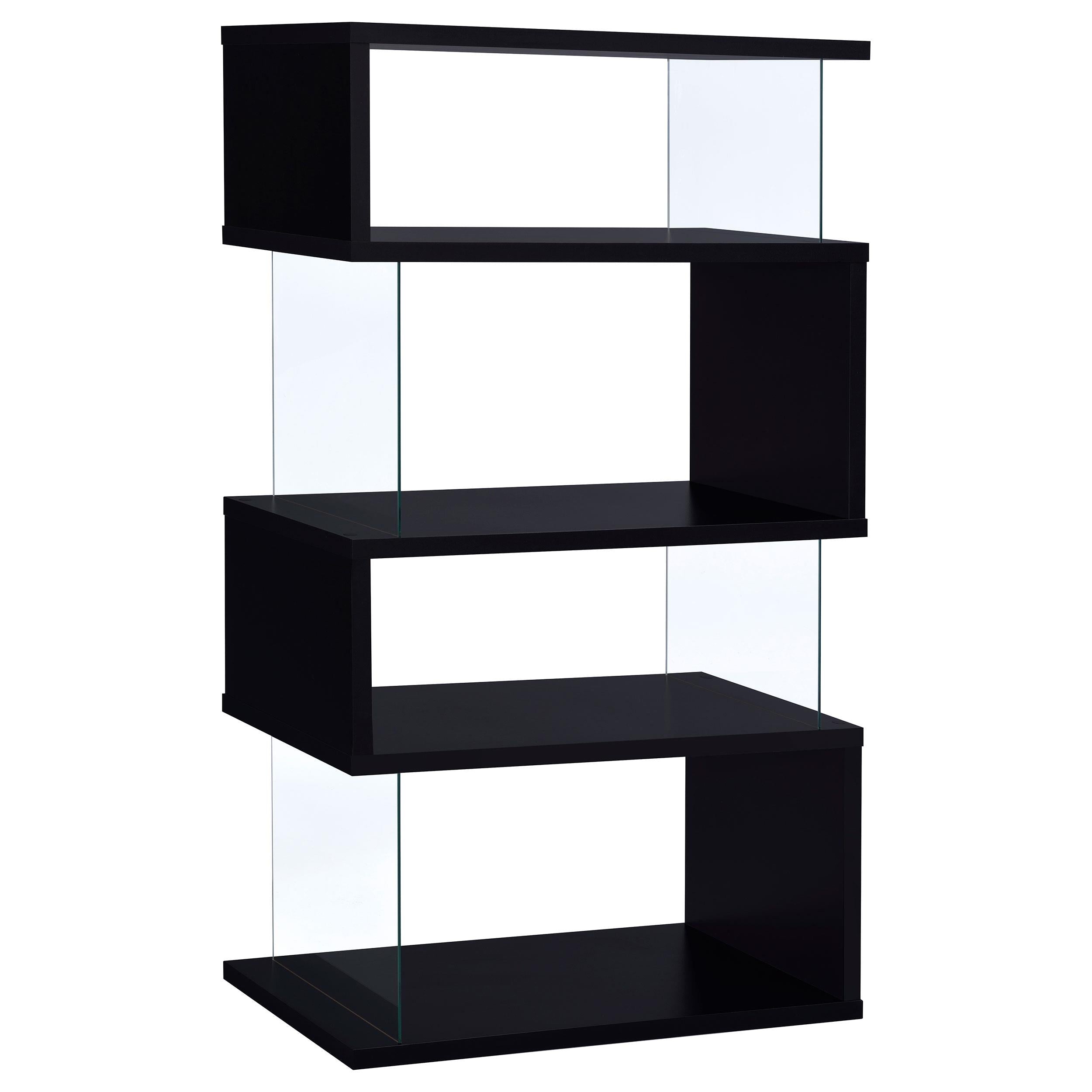 Emelle 4-tier Bookcase Black and Clear - Luxury Home Furniture (MI)