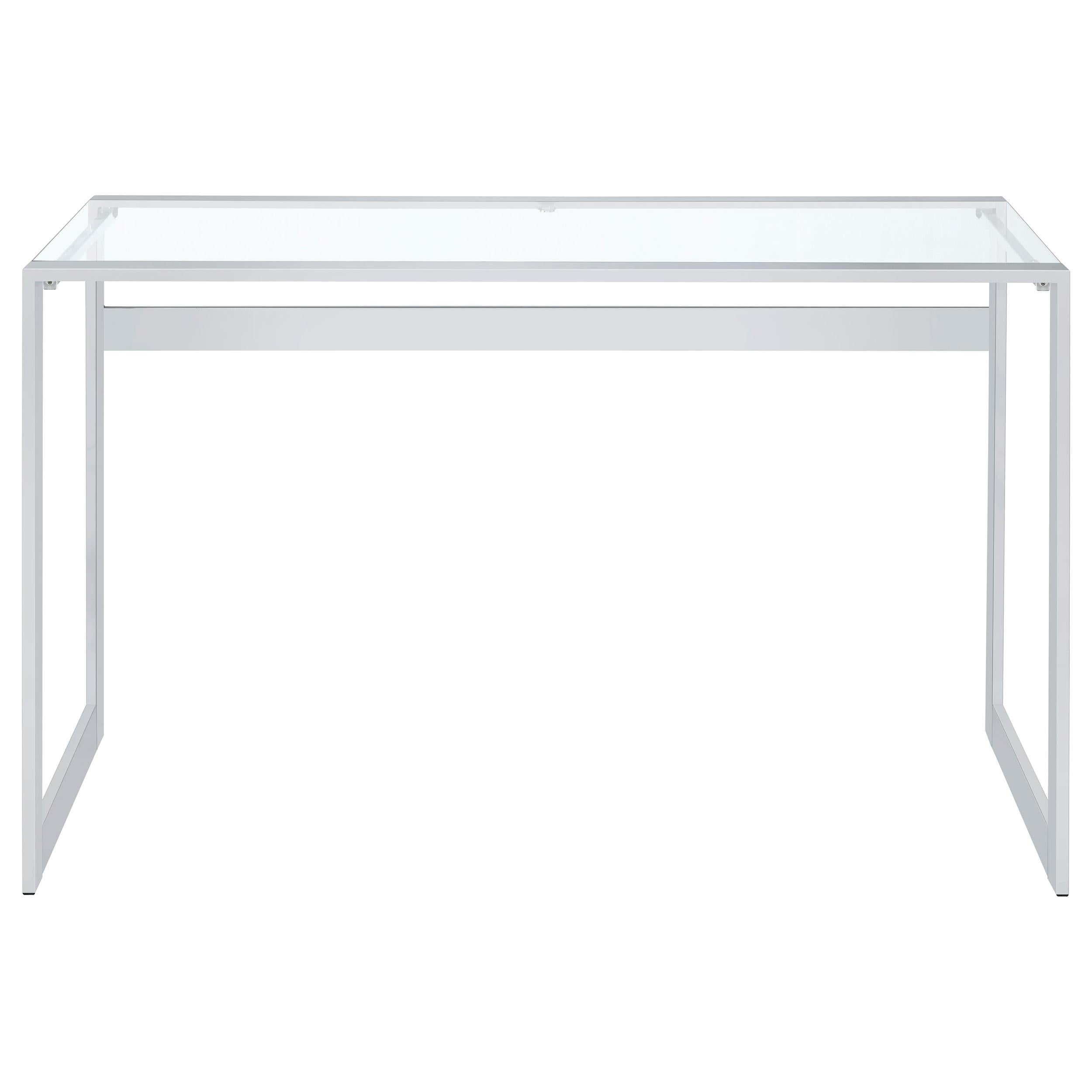 Hartford Glass Top Writing Desk Chrome - Luxury Home Furniture (MI)