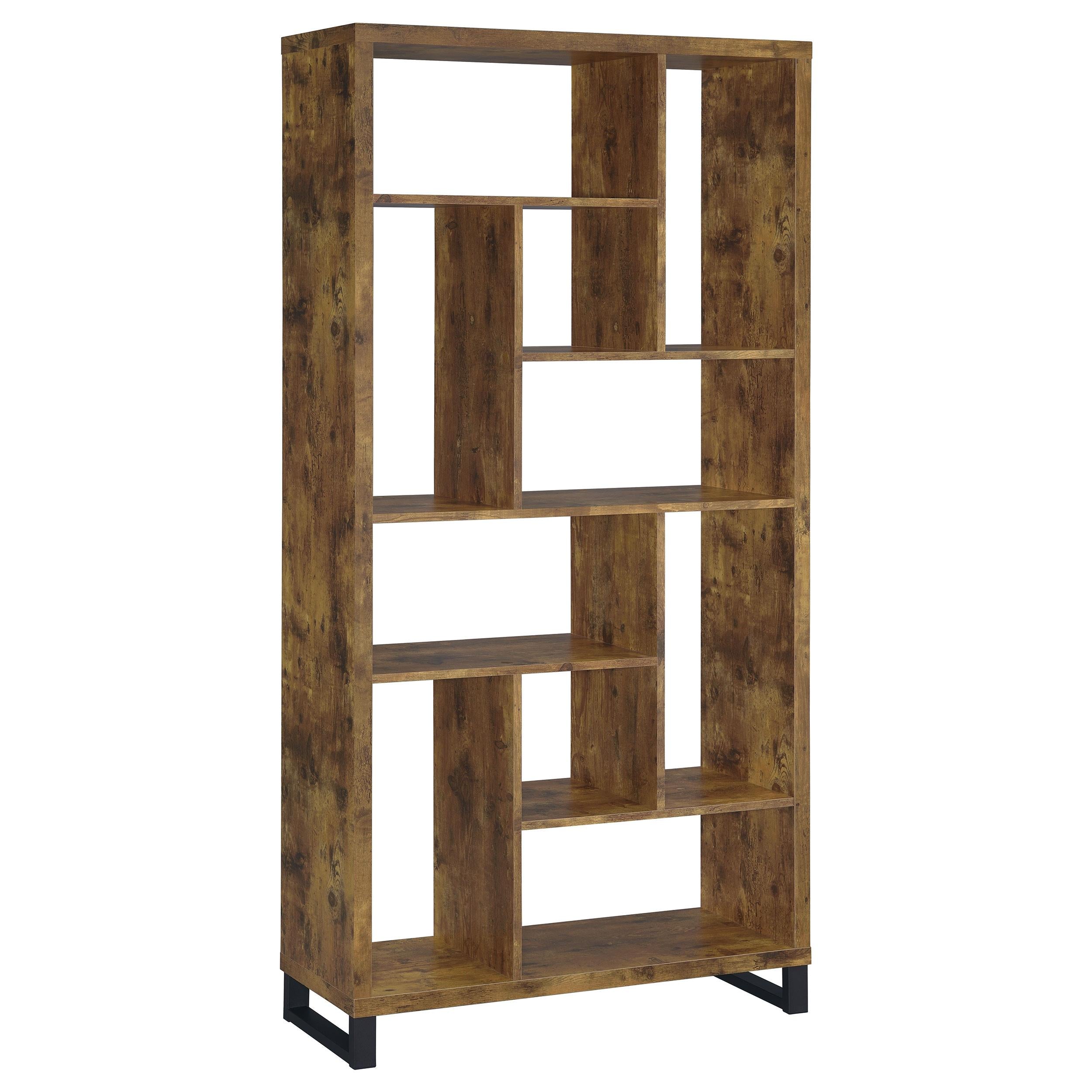Delwin 10-shelf Bookcase Antique Nutmeg - Luxury Home Furniture (MI)