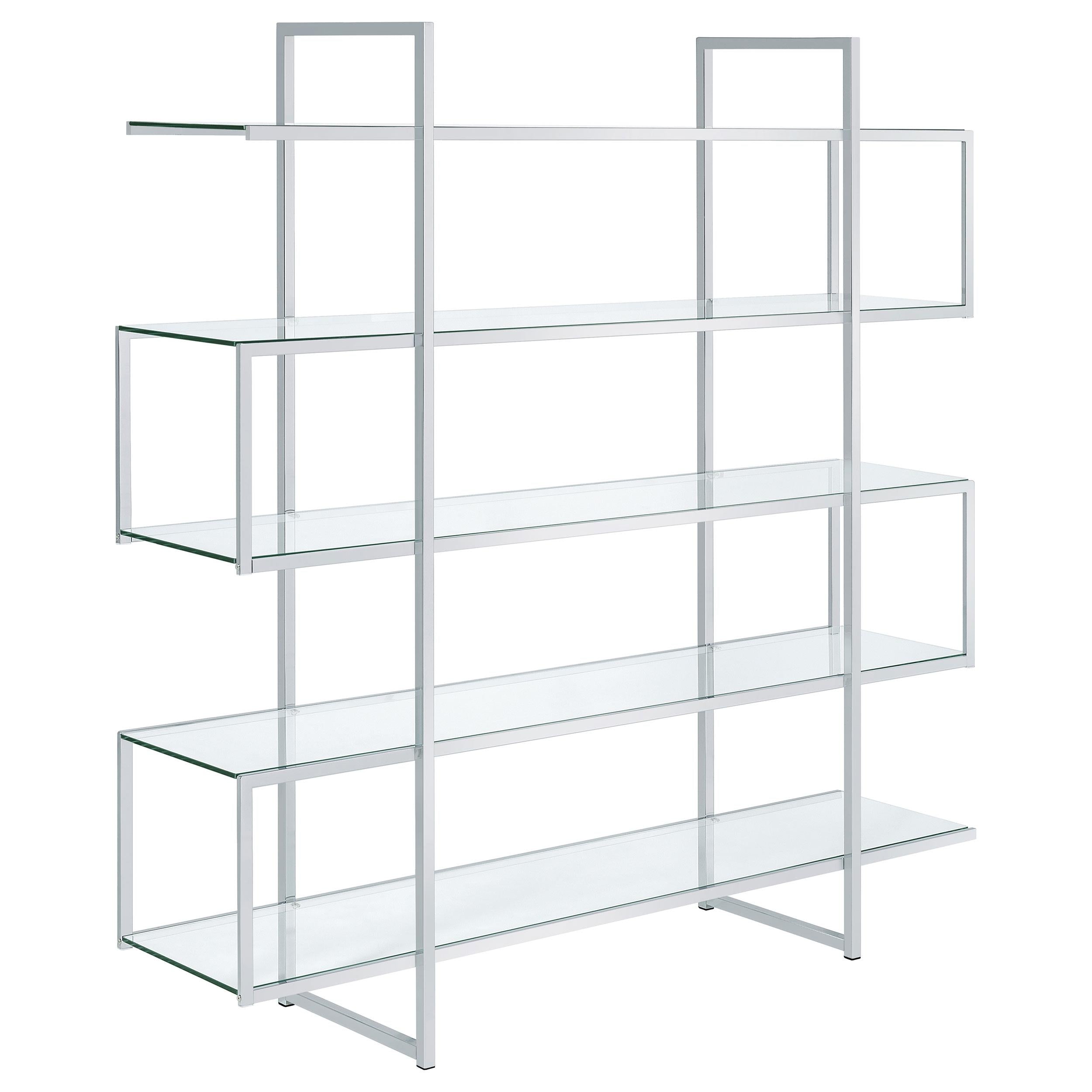 Elmer 5-shelf Bookcase Chrome and Clear - Luxury Home Furniture (MI)