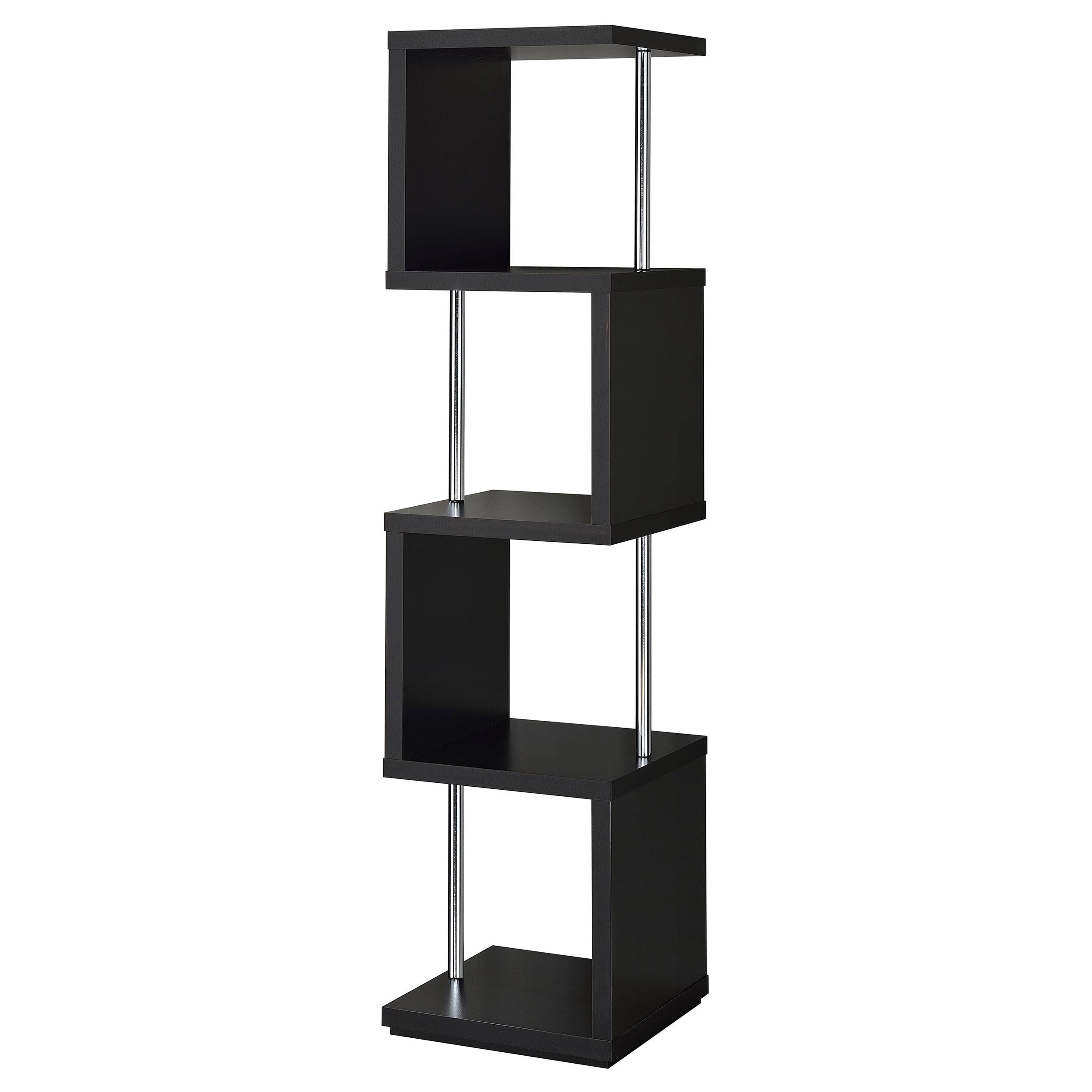Baxter 4-shelf Bookcase Black and Chrome - Luxury Home Furniture (MI)