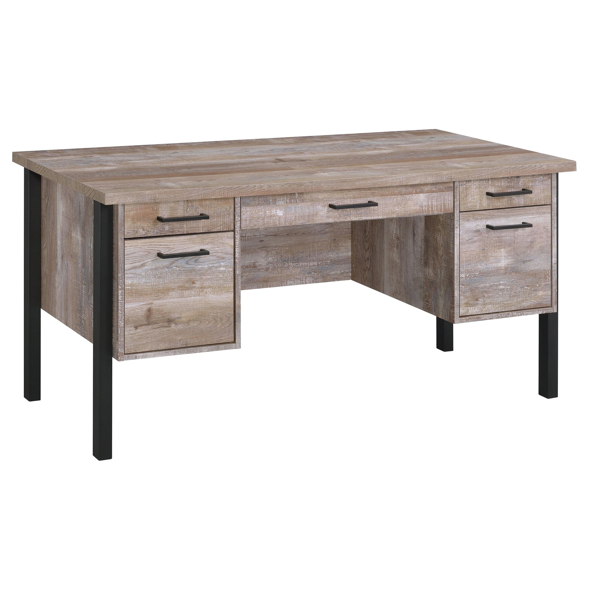 Samson 4-drawer Office Desk Weathered Oak - Luxury Home Furniture (MI)